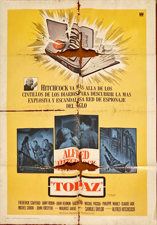 Topaz (1969) One Sheet Movie Poster + 7x Lobby Cards/Stills - SPAN, Hitchcock