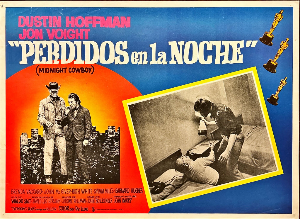 Midnight Cowboy (1970) 3 Original Mexican Lobby cards Dustin Hoffman & Jon Voight