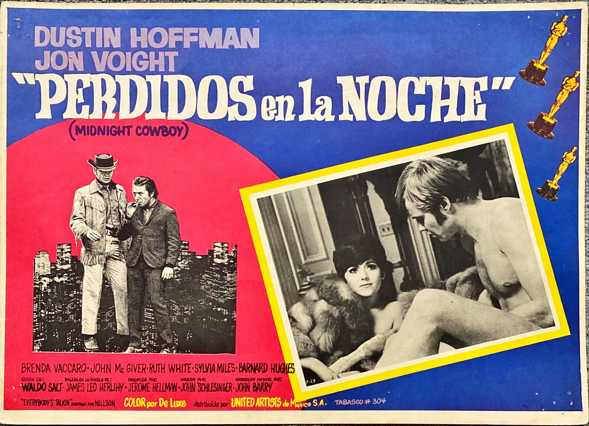 #2076 MIDNIGHT COWBOY Mexican Lobby Card 1970 Dustin Hoffman & Jon Voight - PosterCollectors.xyz