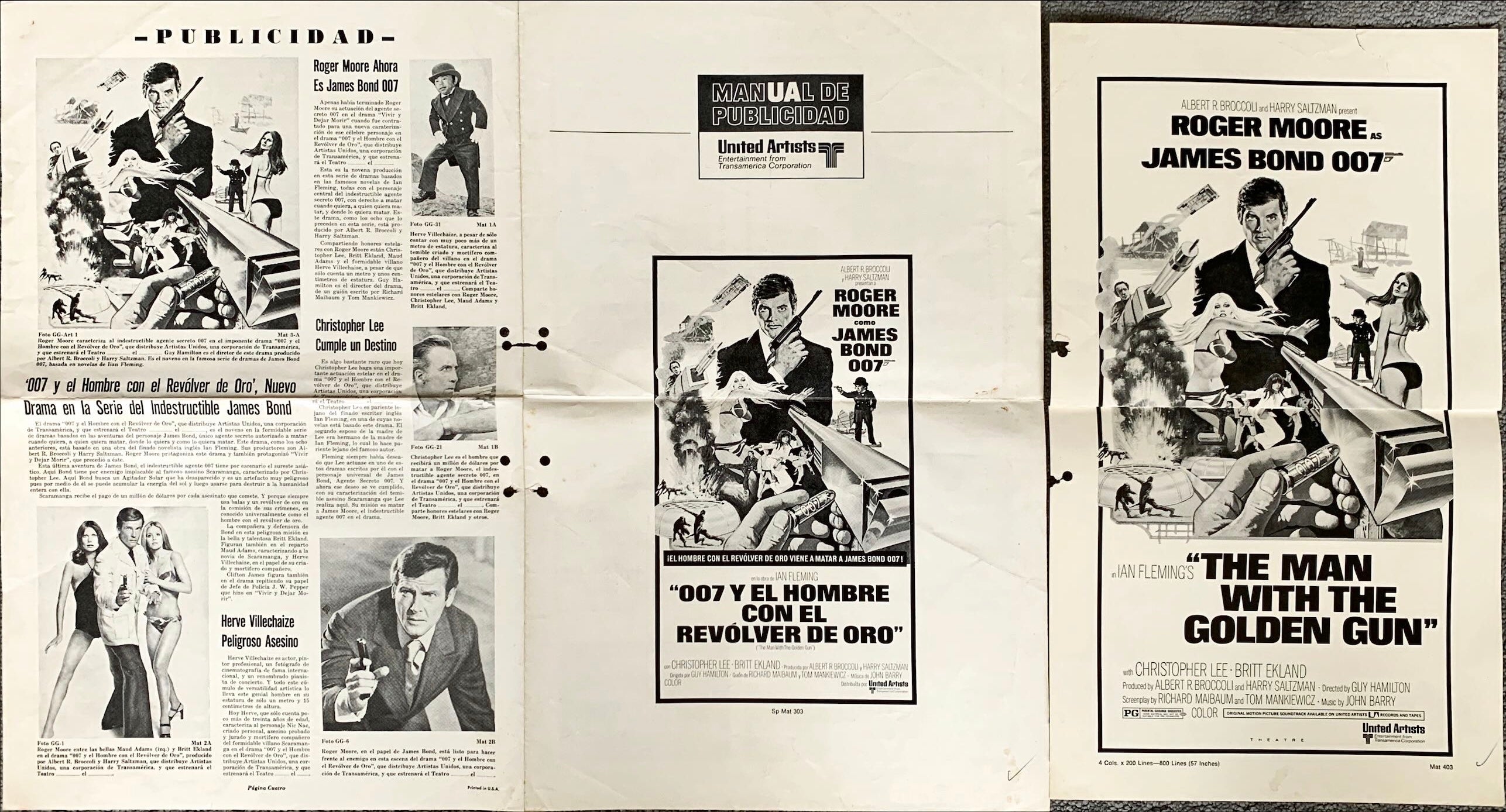 #412 007 James Bond Man With The Golden Gun Pressbook