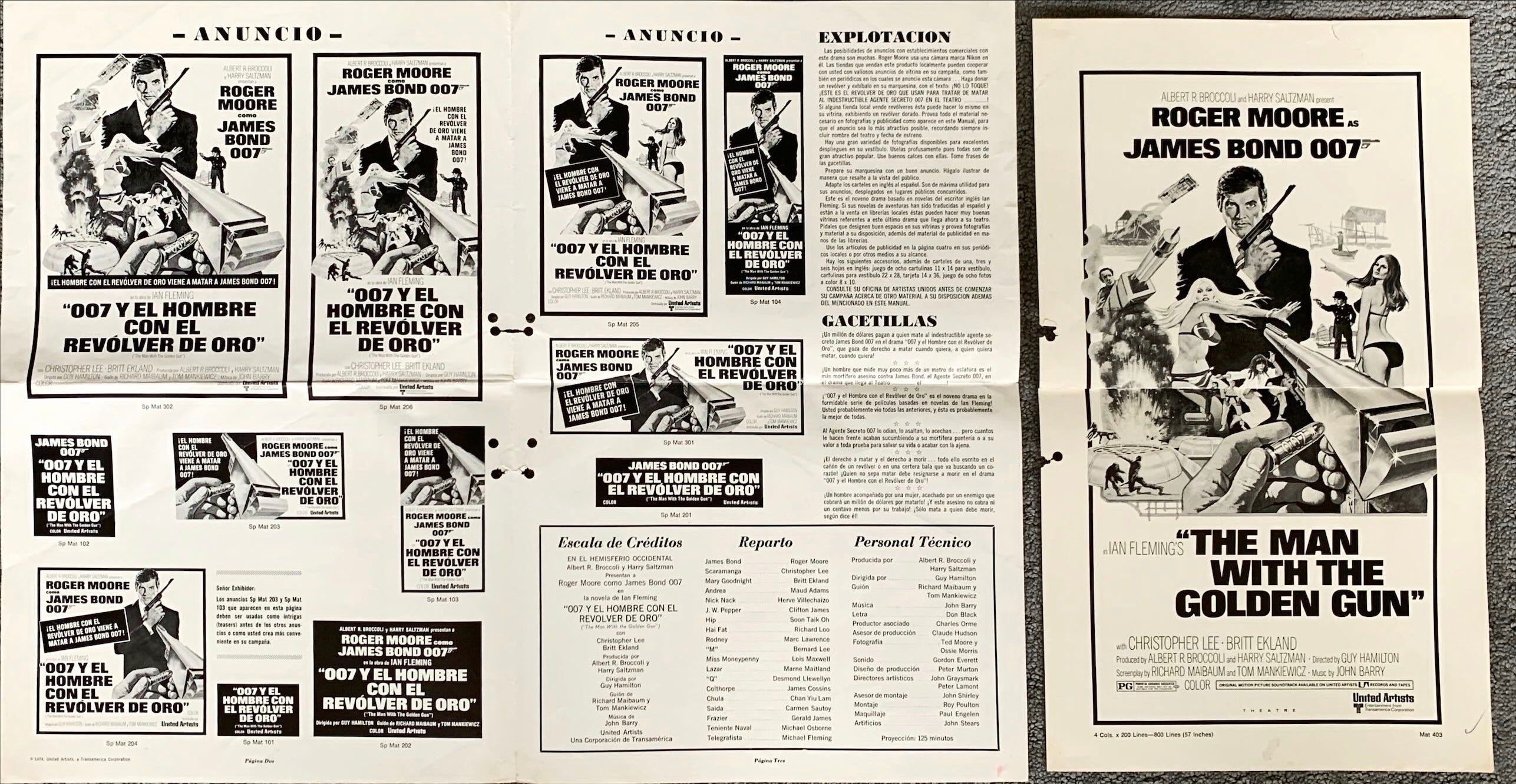 #412 007 James Bond Man With The Golden Gun Pressbook