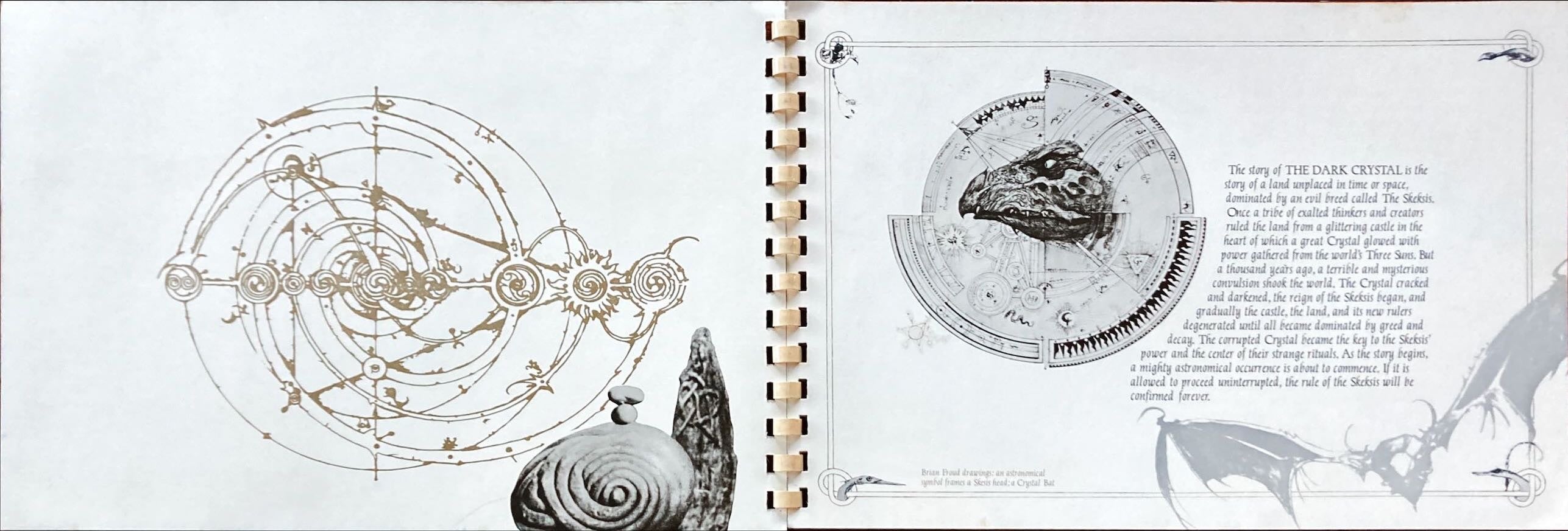 #1035 DARK CRYSTAL spiral-bound promo book 1982 Jim Henson & Frank Oz, die-cut embossed cover, rare