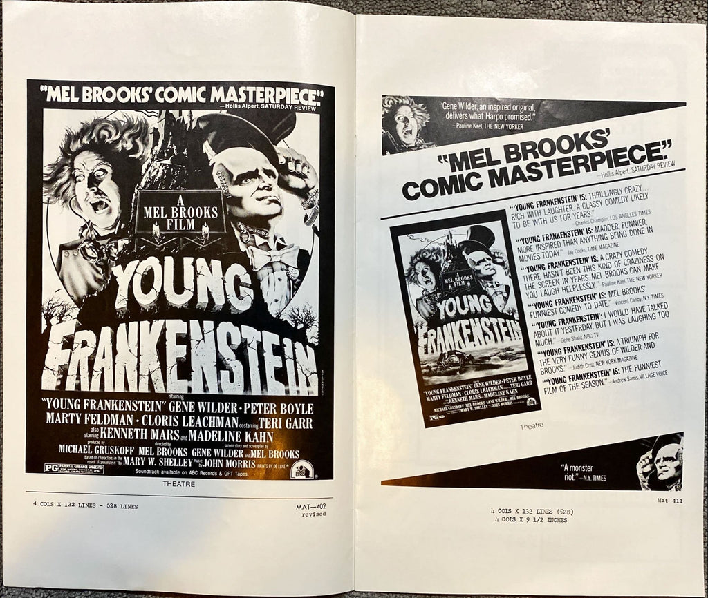 #2126 YOUNG FRANKENSTEIN pressbook 1974 Mel Brooks