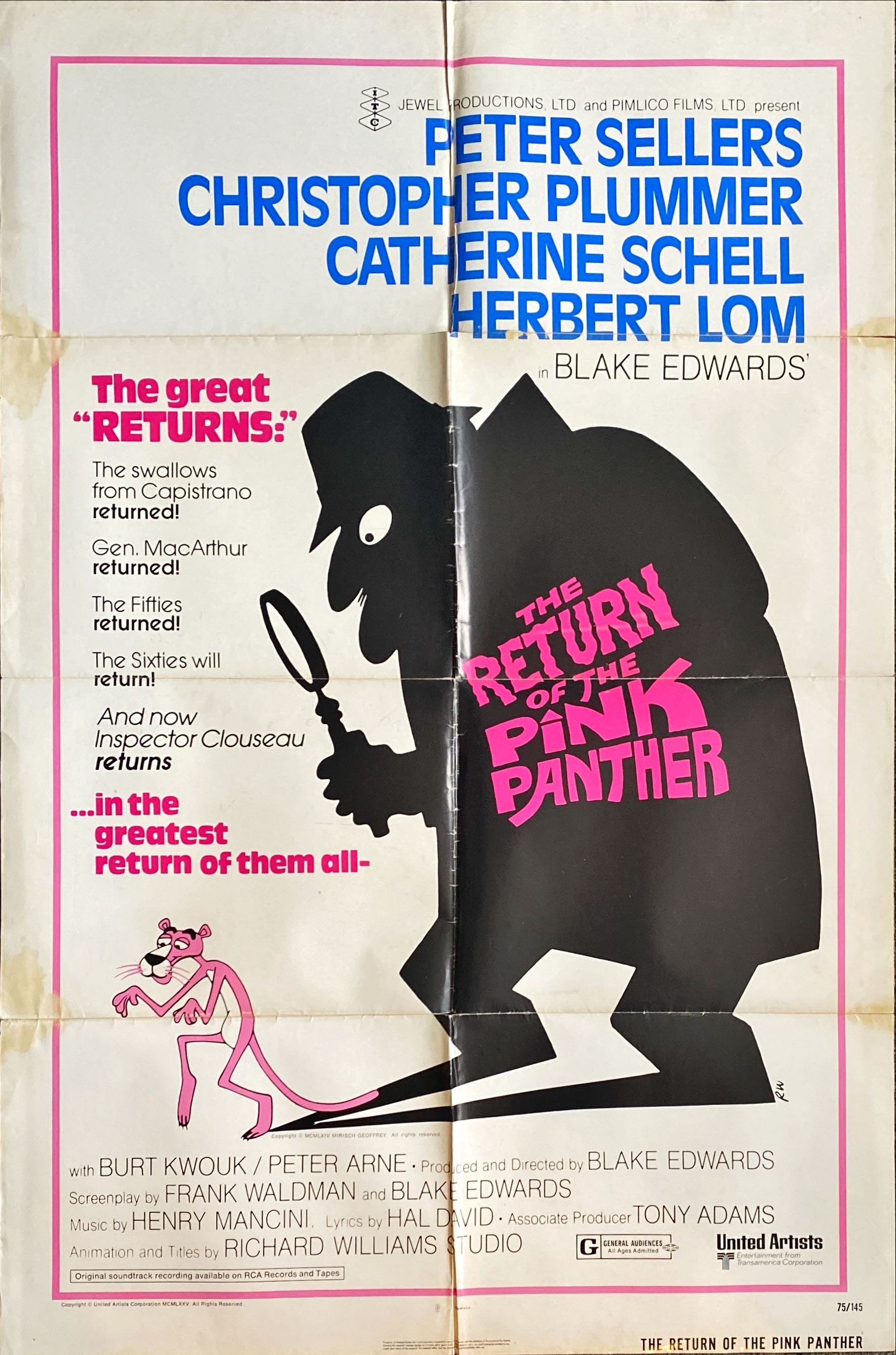Return of the Pink Panther (1975) One Sheet Movie Poster - Peter Sellers
