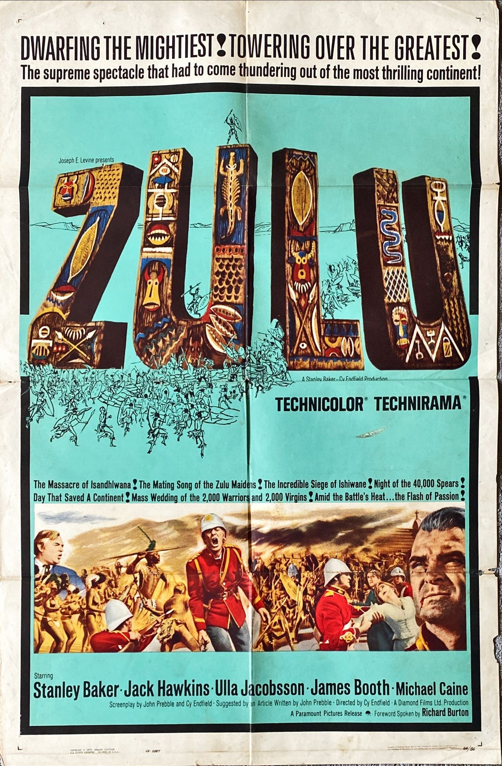 961 ZULU int'l 1sh 1964 -Michael Caine English classic