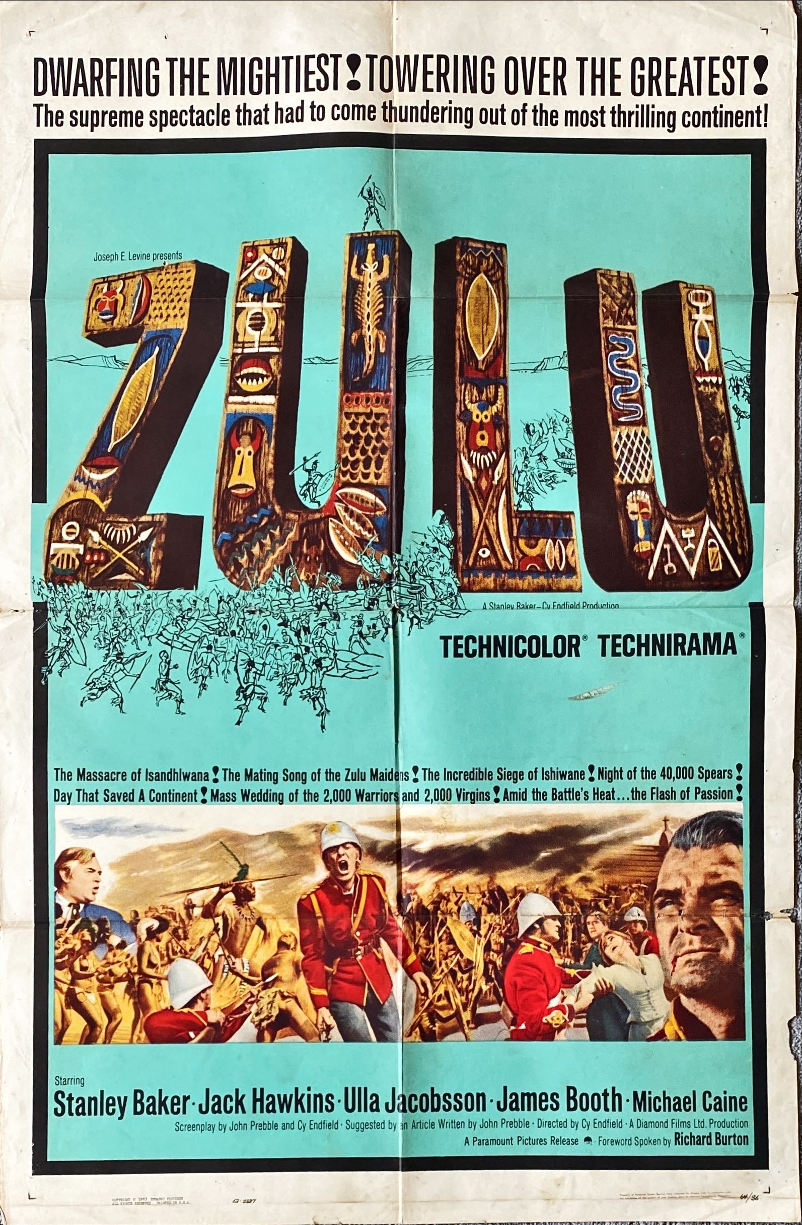 961 ZULU int'l 1sh 1964 -Michael Caine English classic
