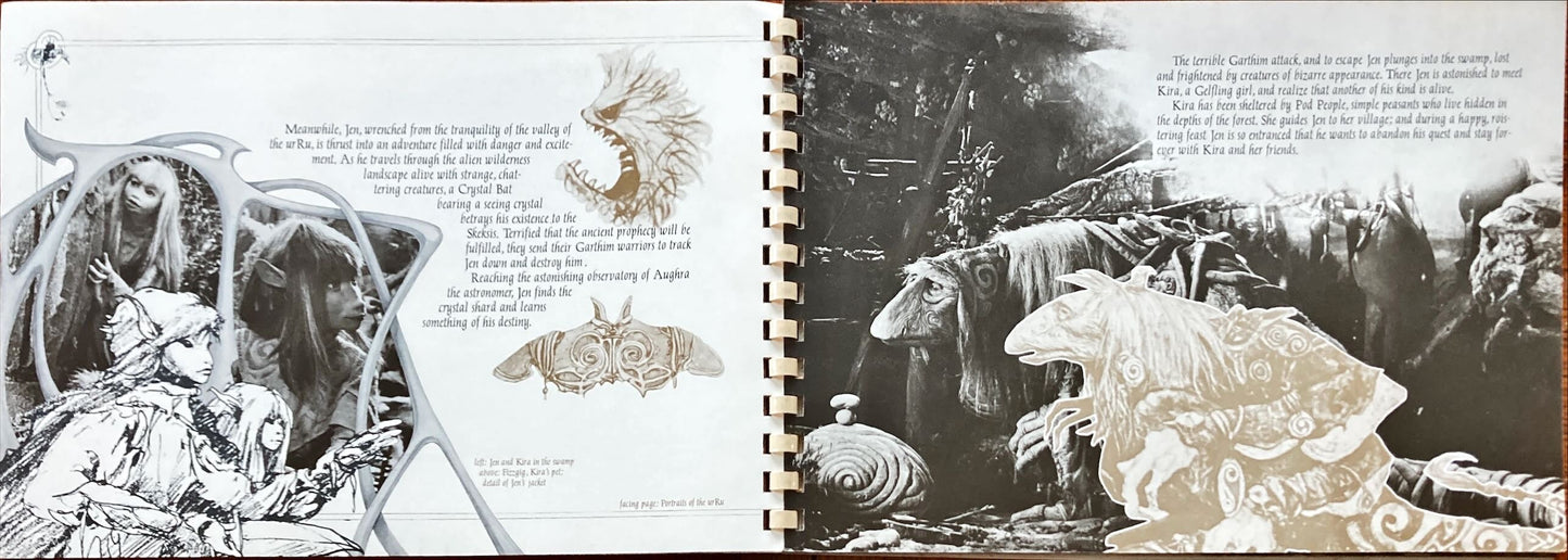 #A-67B DARK CRYSTAL spiral-bound promo book 1982 Jim Henson & Frank Oz, die-cut embossed cover, rare