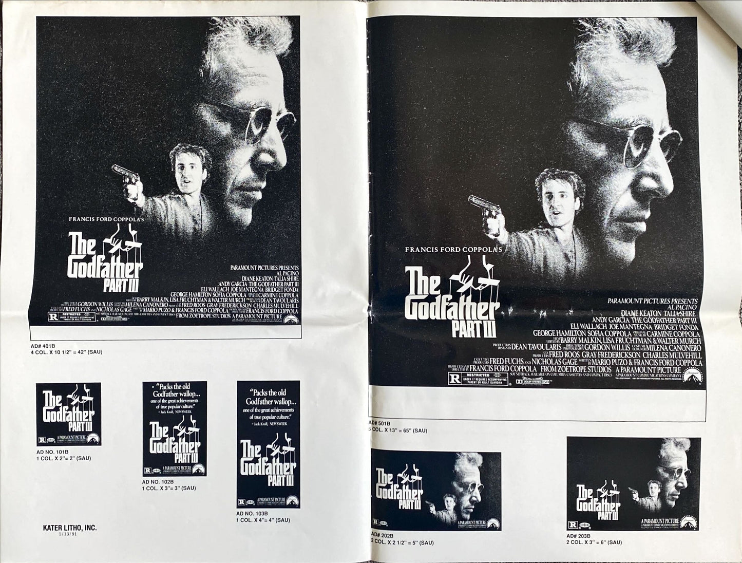 Godfather Part III - Al Pacino. Original Press Book