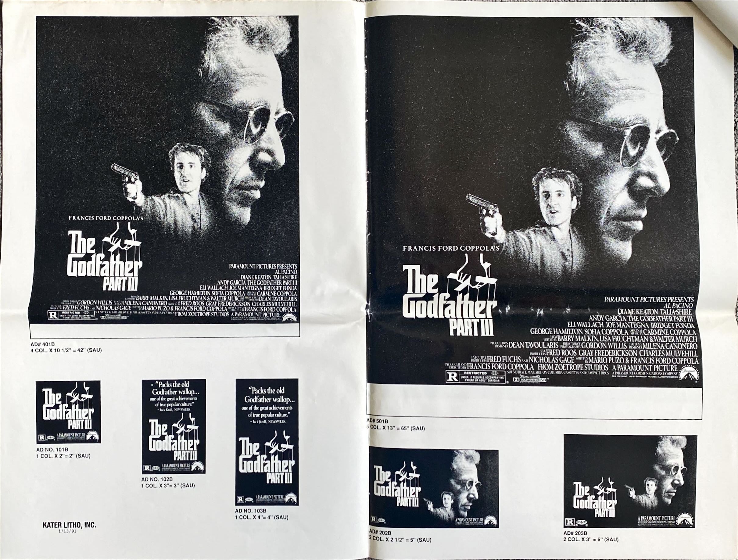 Godfather Part III - Al Pacino. Original Press Book