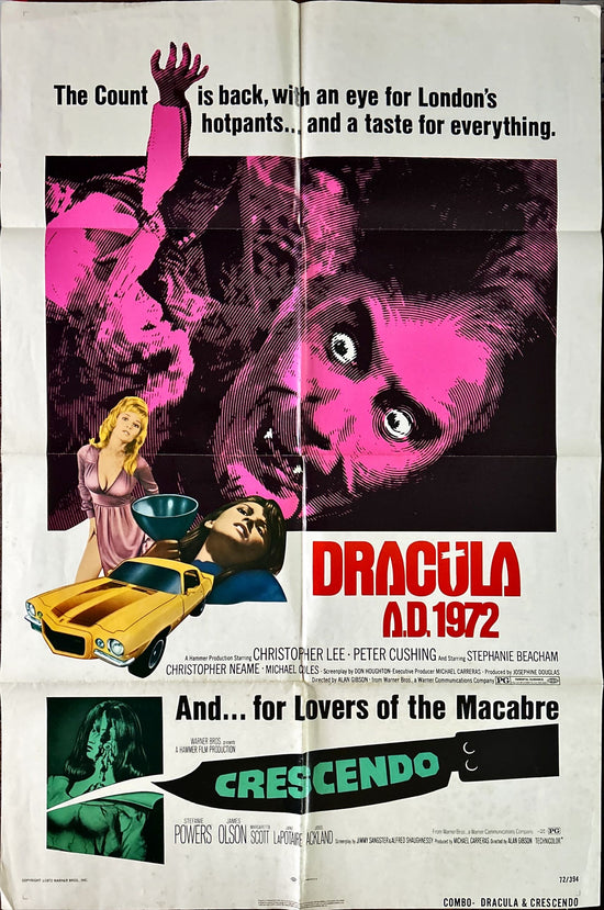 Dracula AD/Crescendo (1972) One Sheet Movie Poster - Hammer