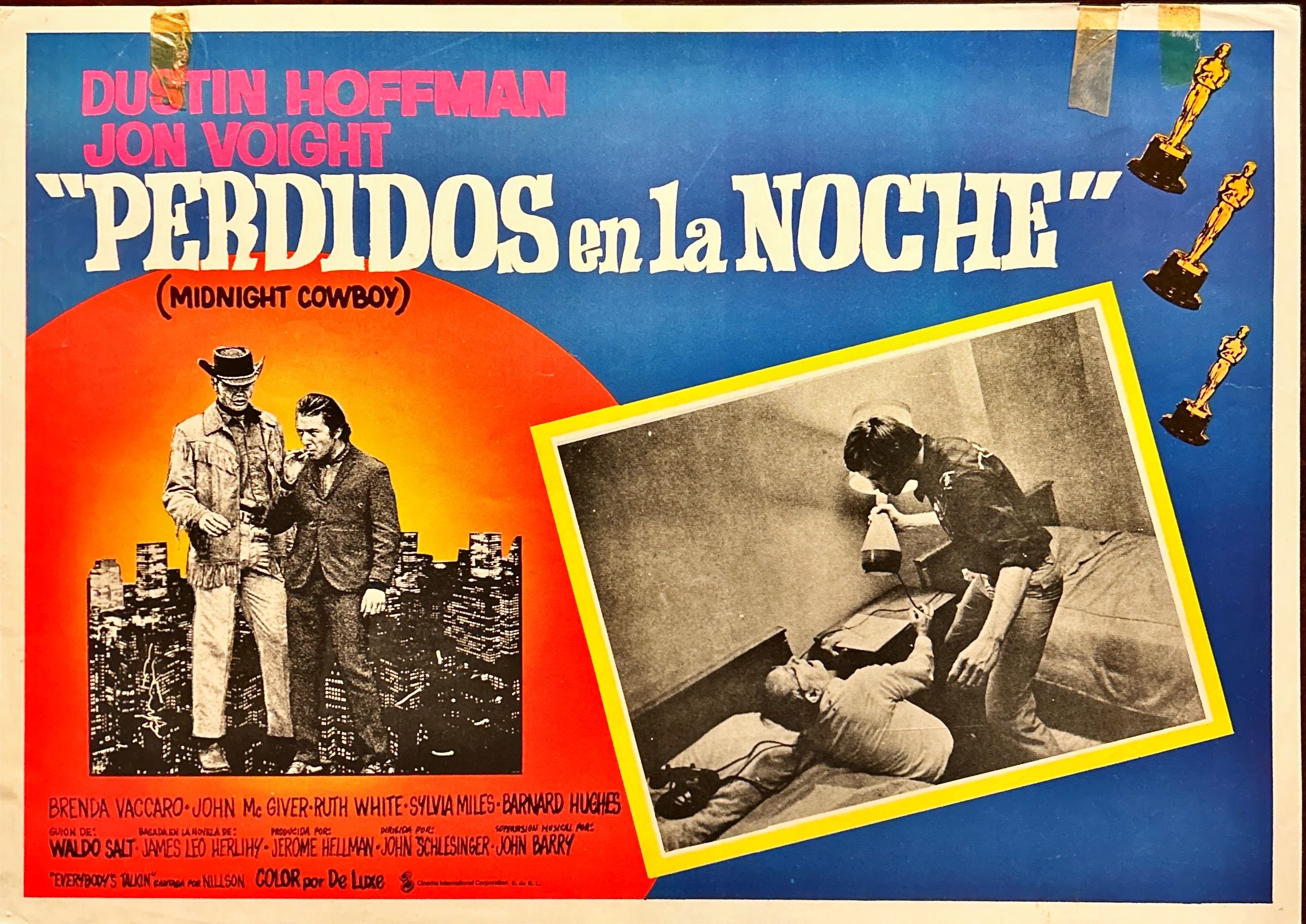 Midnight Cowboy (1970) 3 Original Mexican Lobby cards Dustin Hoffman & Jon Voight