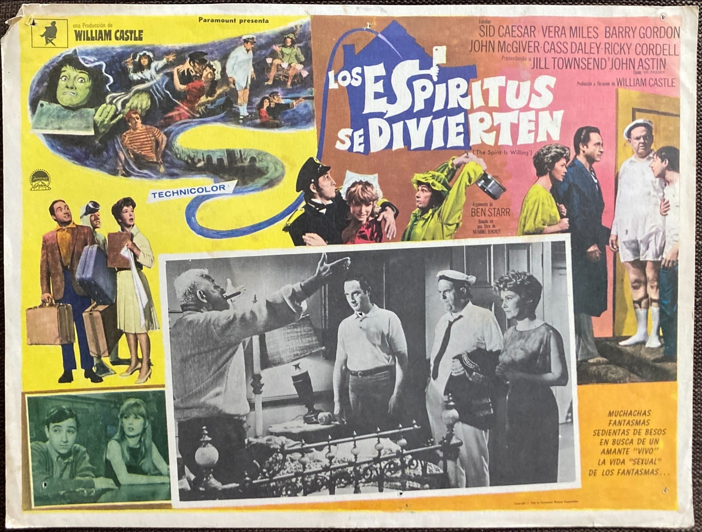 The Spirit is Willing (1967) Vintage Mexican Lobby Card, William Castle, Sid Caesar