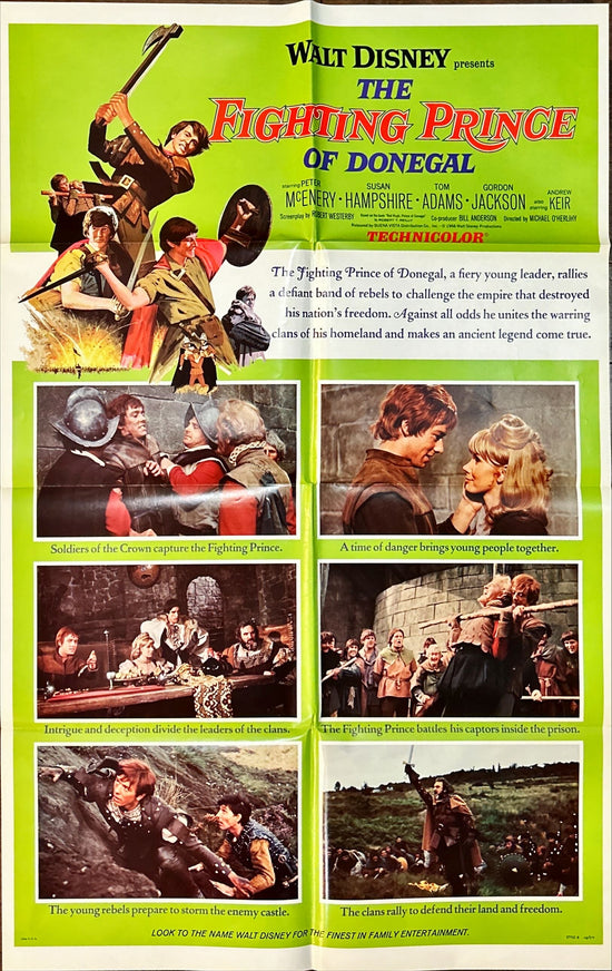 The Fighting Prince of Donegal (1966) Original style B Movie Poster, Disney, a reckless young rebel rocks an empire