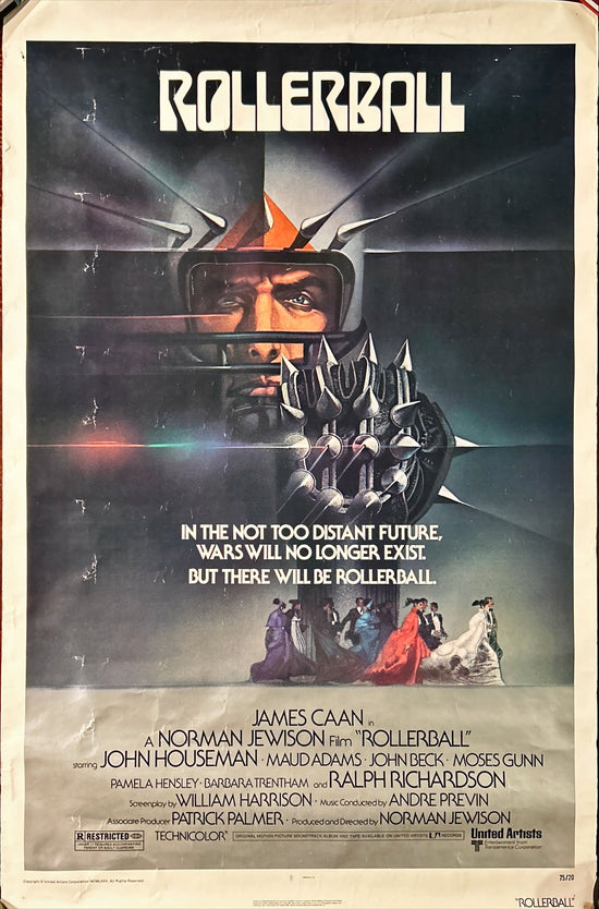 Rollerball (1975) James Caan in a future where war does not exist, Bob Peak art