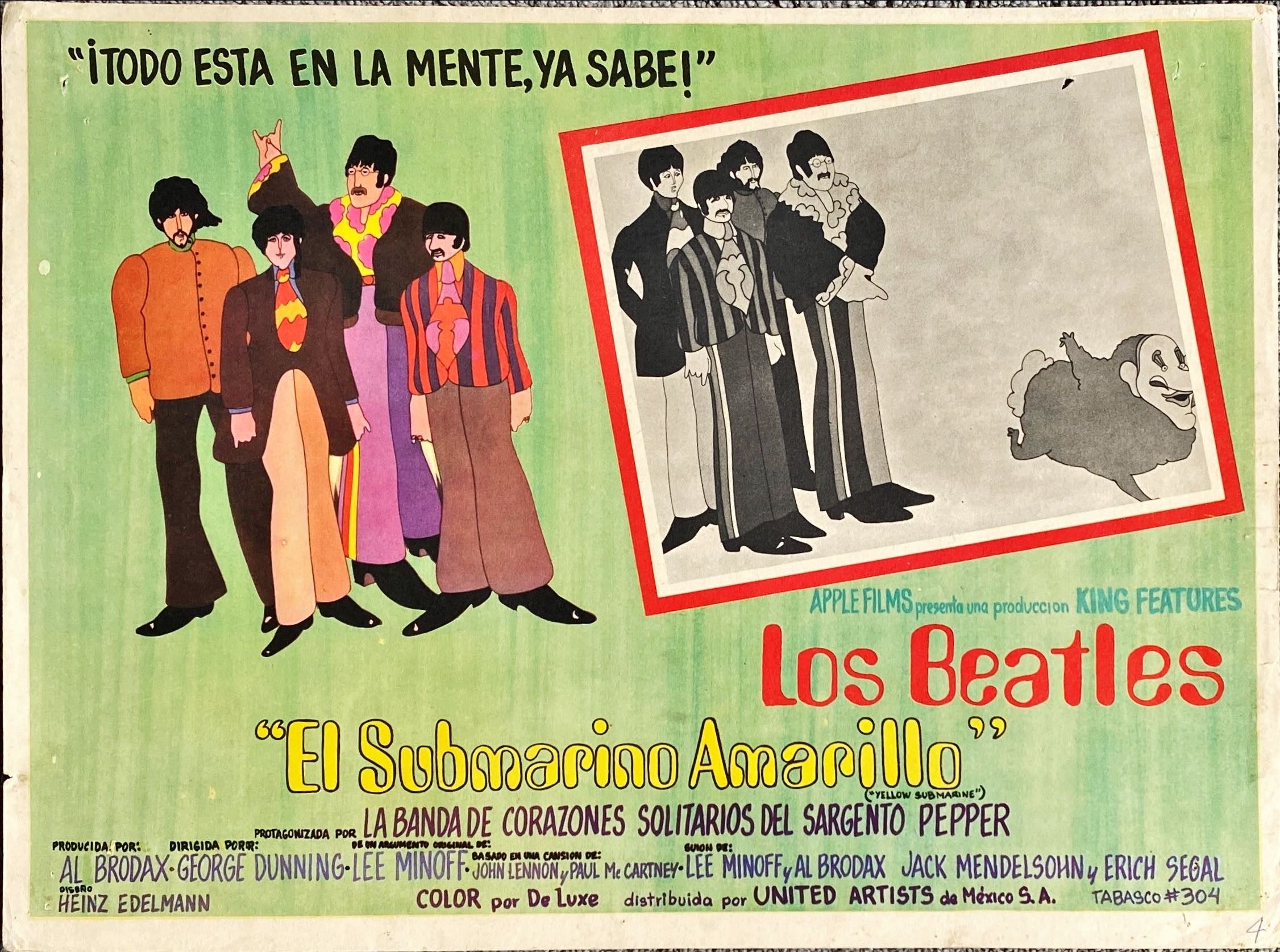 #997 YELLOW SUBMARINE Mexican Lobby Card '68 - Beatles - PosterCollectors.xyz