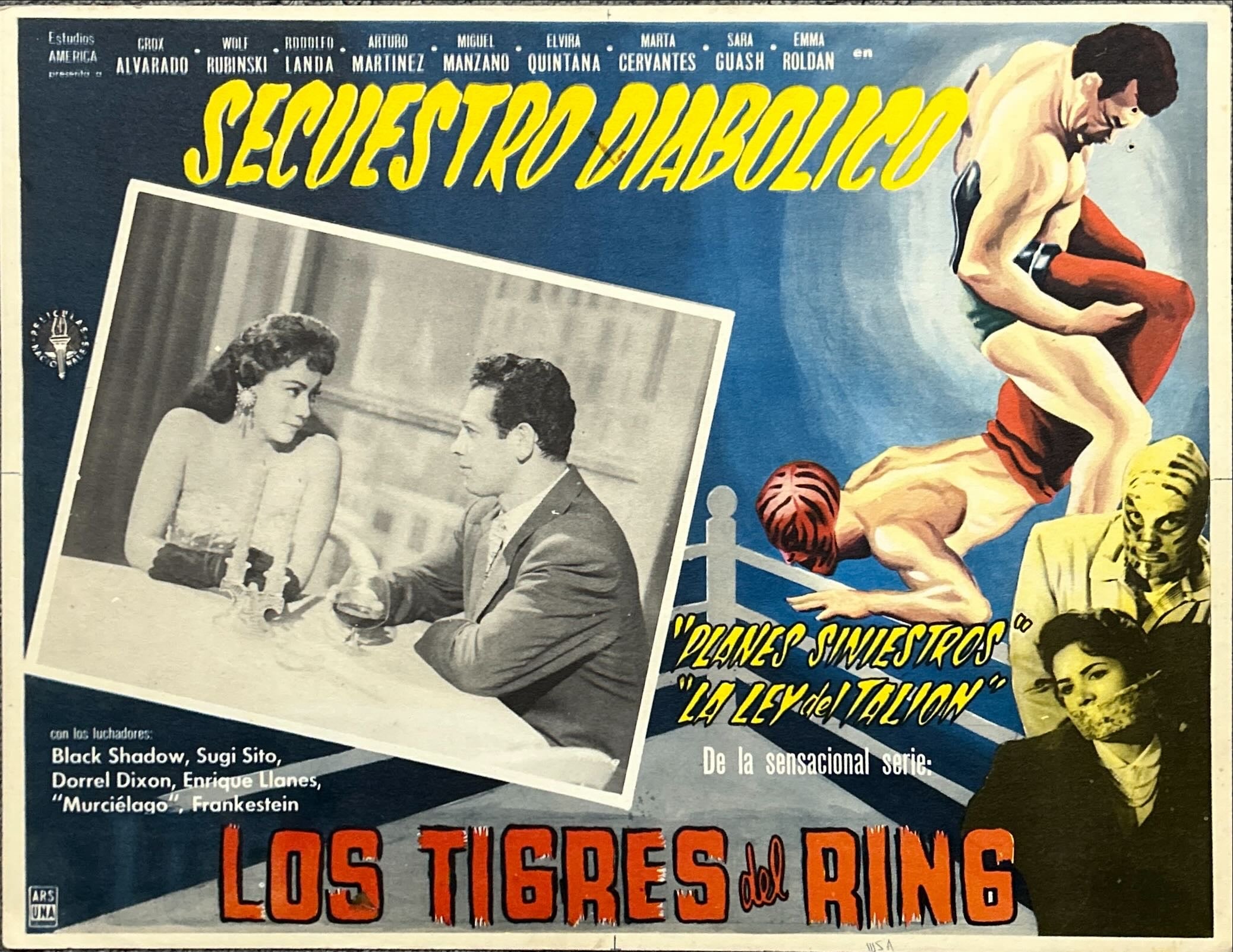 Secuestro Diabolico, Vintage Mexican Wrestling Lobby Cards, Los Tigres del Ring