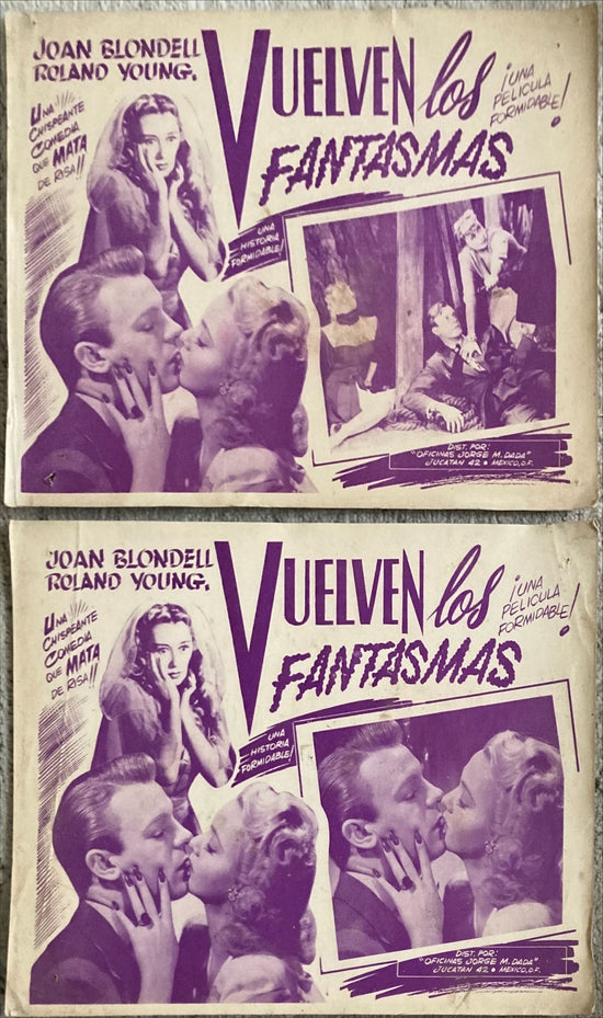 Topper Returns (1941) 2 Vintage Mexican Lobby Card, Joan Blondell