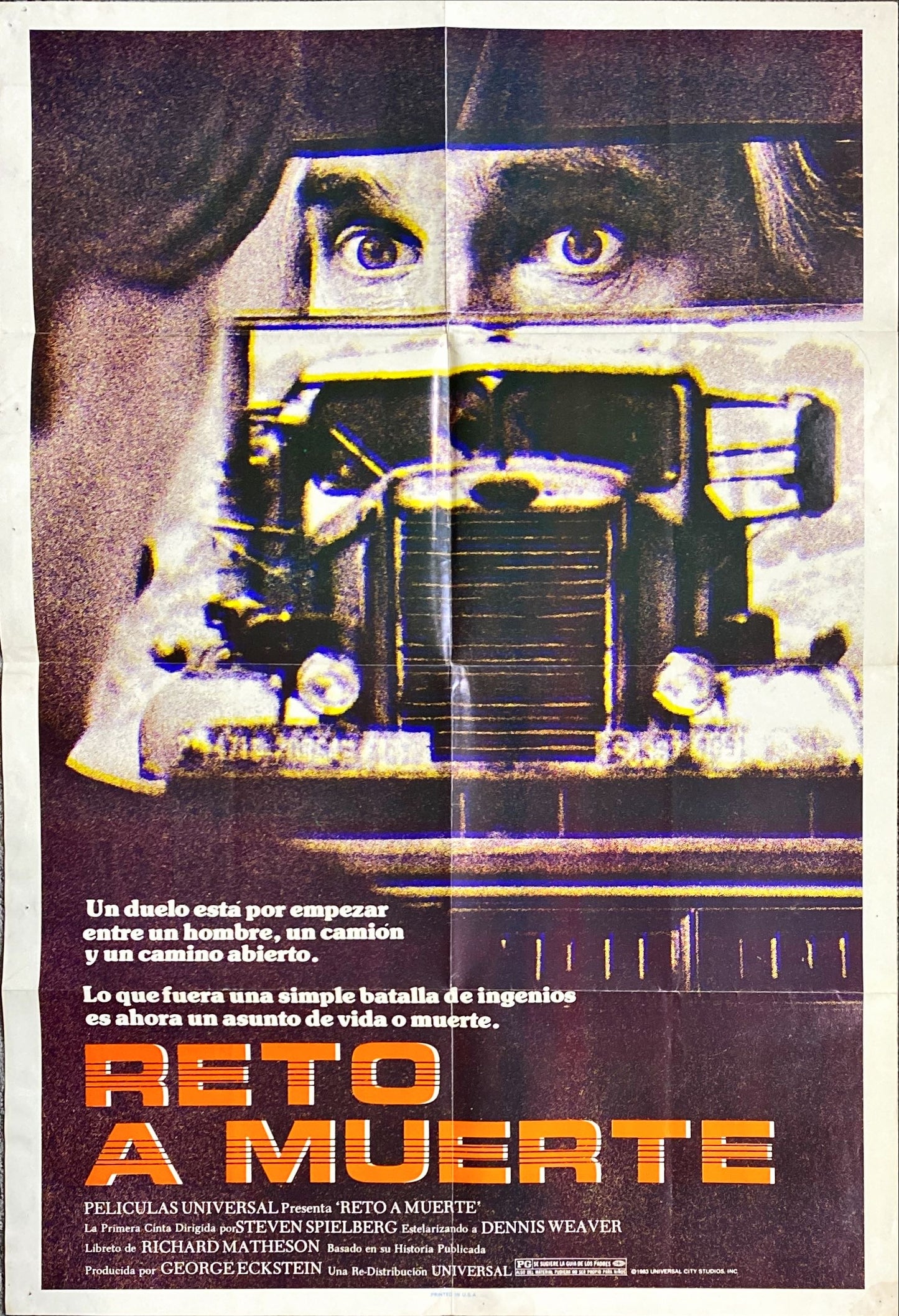 Duel, International Movie Poster (In spanish) R1983 Steven Spielberg, Dennis Weaver