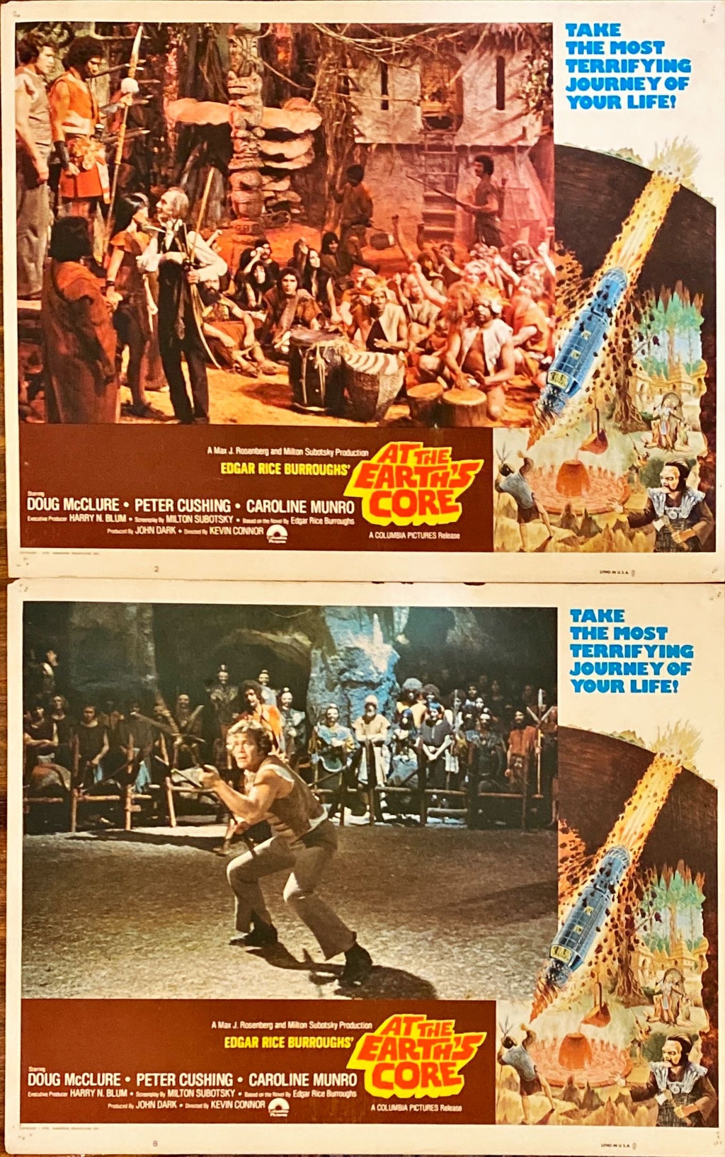 #982 AT THE EARTH'S CORE 3 Lobby Cards 1976 Edgar Rice Burroughs - PosterCollectors.xyz