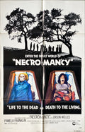 Necromancy,  1sh 1972 Orson Welles, occult horror, art of girl & skeleton in coffins