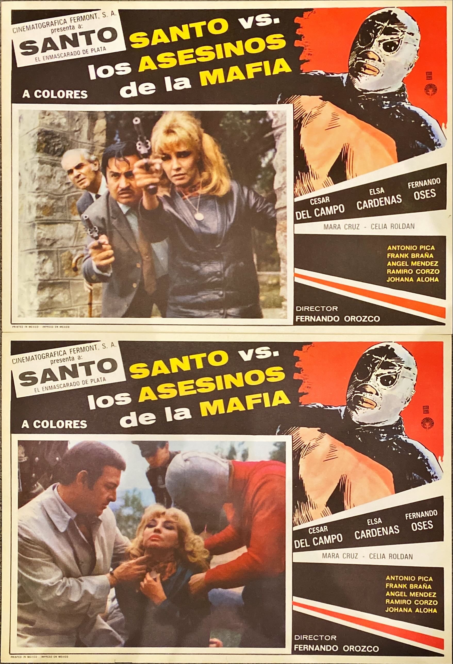 Santo vs Los Asesinos de la Mafia (1970) 4x Lobby Cards - MX