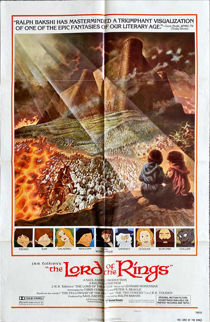 1185 LORD OF THE RINGS style B 1sh 1978 Ralph Bakshi cartoon from J.R.R. Tolkien, Tom Jung art!