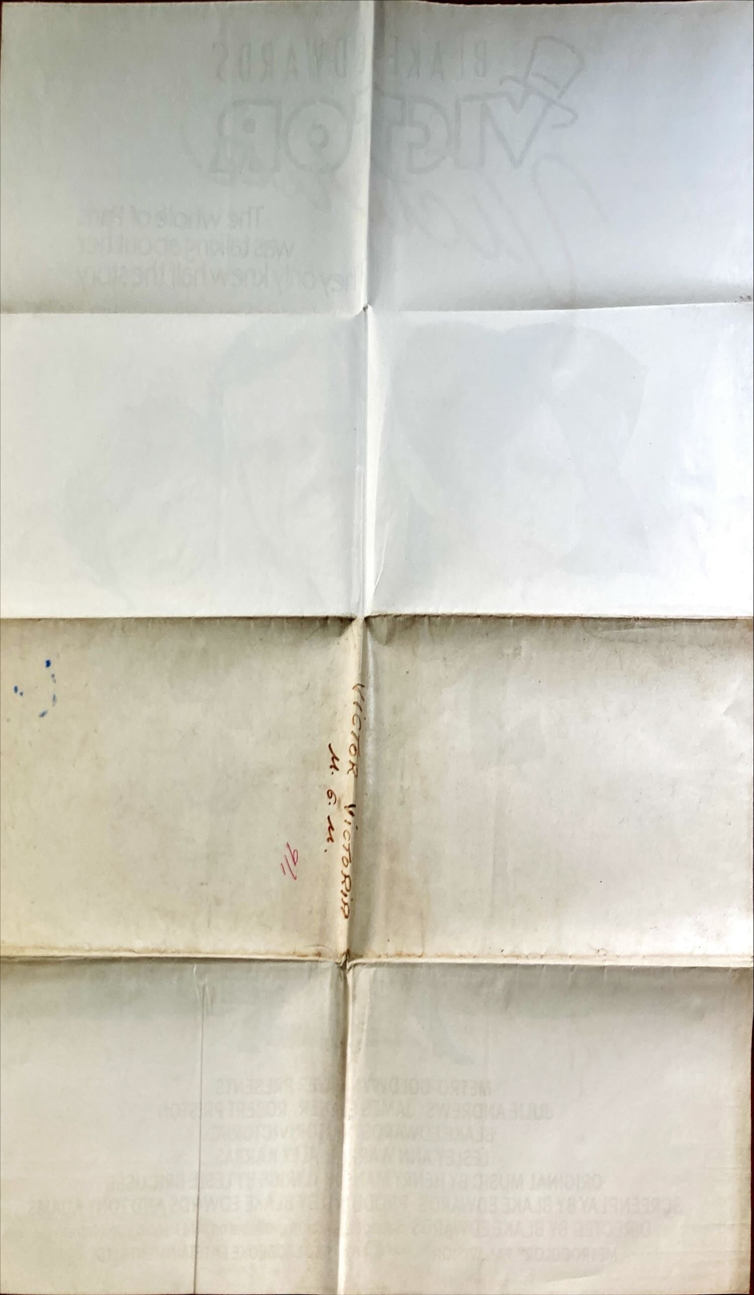 Blake Edwards' Victor/Victoria, English one-sheet '82 Blake Edwards