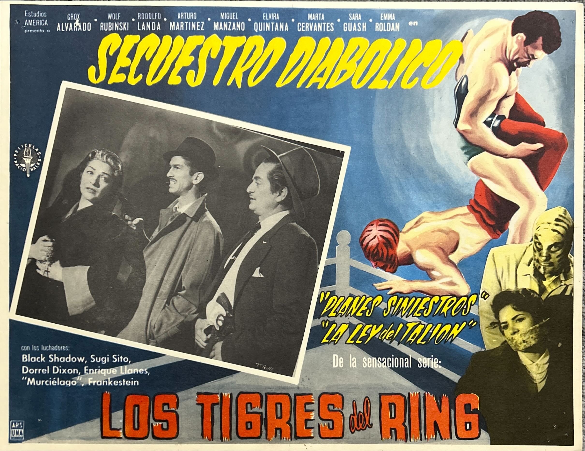 Secuestro Diabolico, Vintage Mexican Wrestling Lobby Cards, Los Tigres del Ring