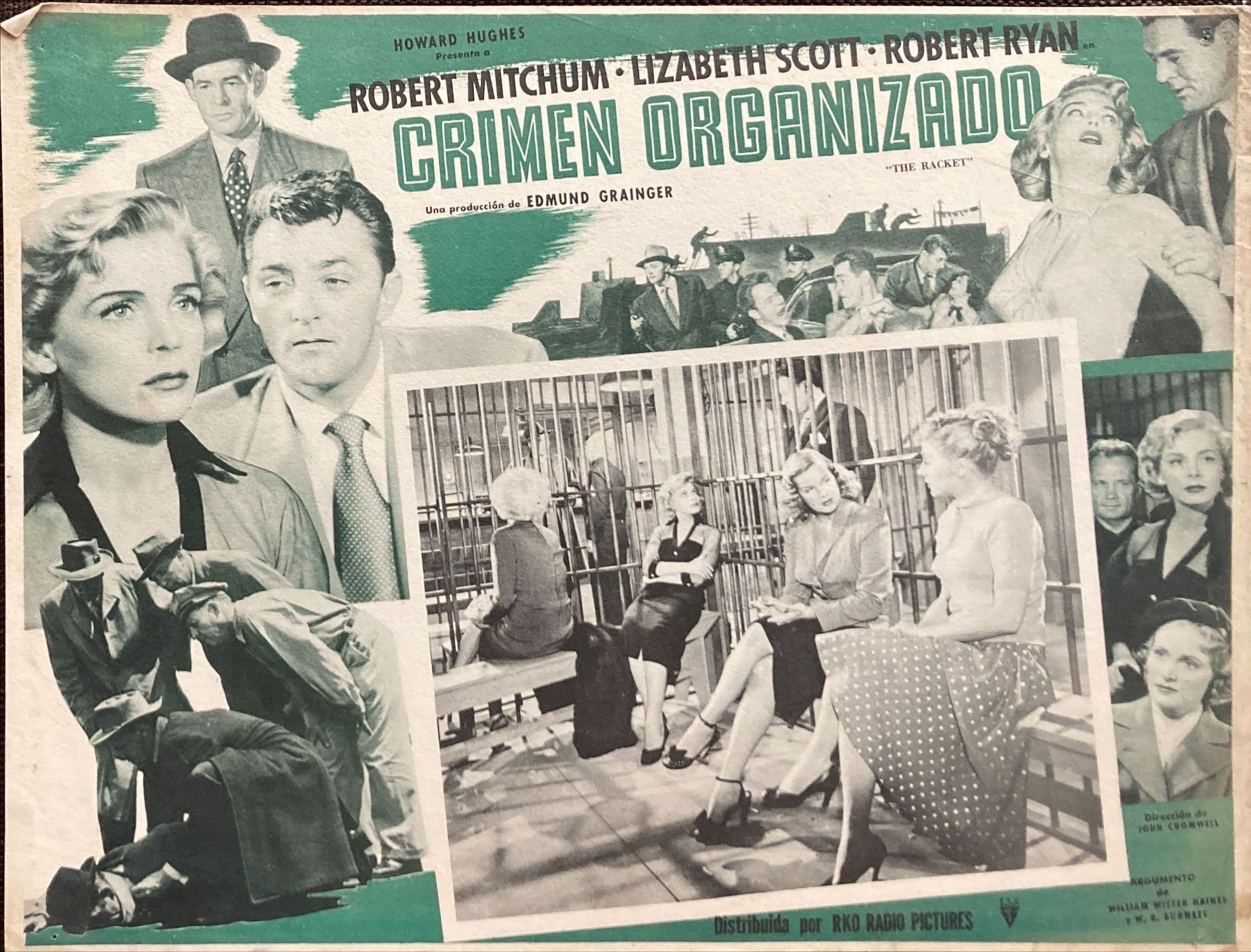 The Racket (1951) Vintage Mexican Lobby Card, Robert Mitchum, Howard Hughes