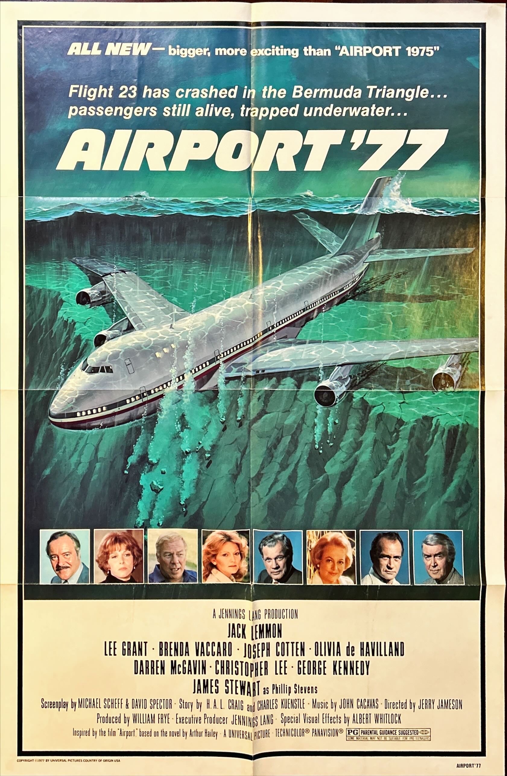 Airport 77 (1977) Original One Sheet Movie Poster, Jack Lemmon