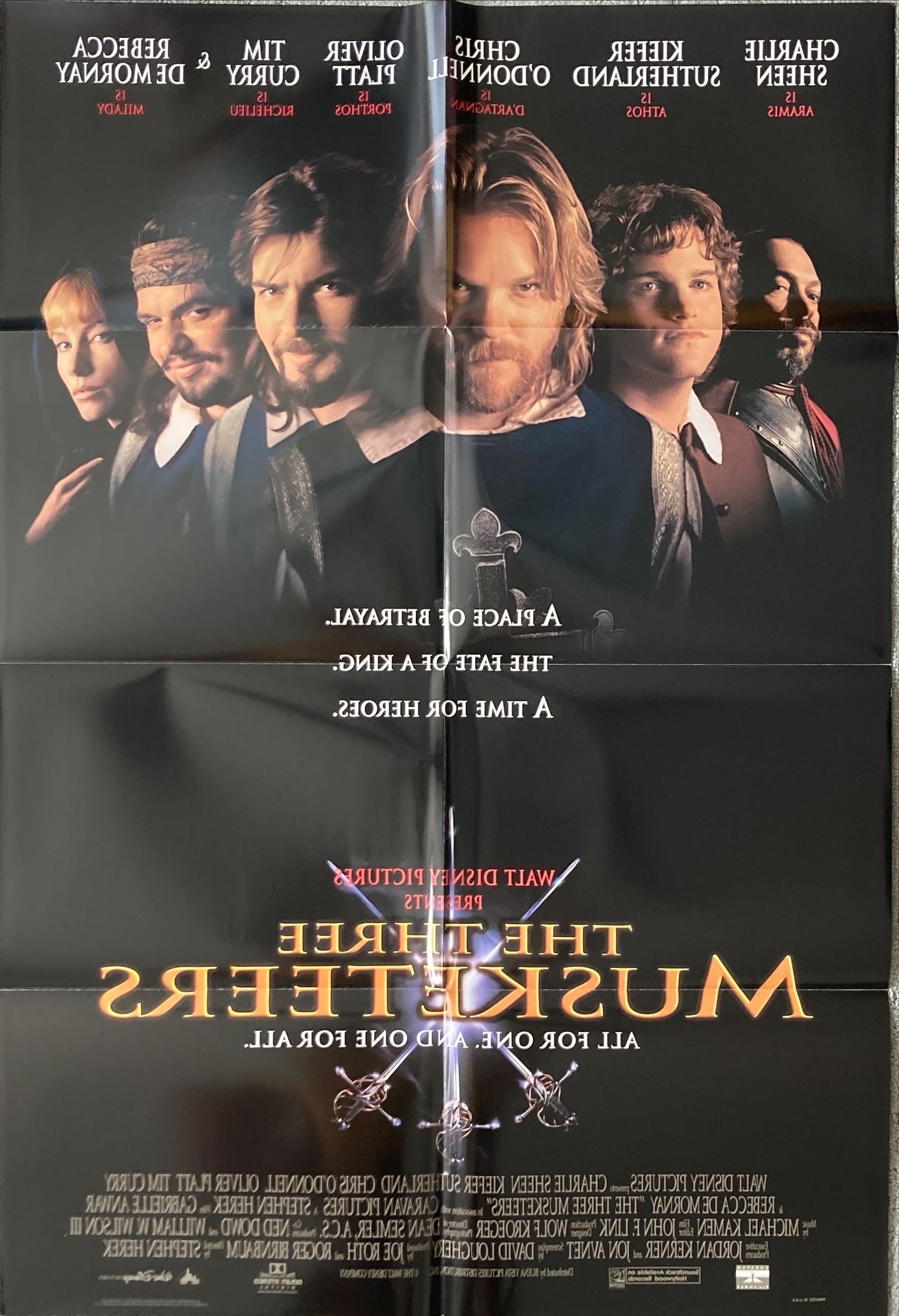 The Three Musketeers. DS 1sh '93 Walt Disney, Charlie Sheen, Kiefer Sutherland