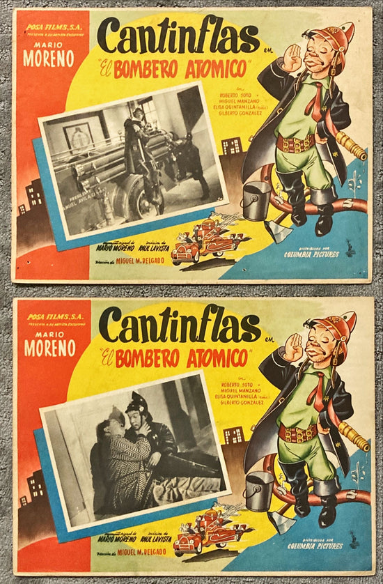 El Bombero Atomico (1952) 2x Lobby Cards - MX, Cantinflas