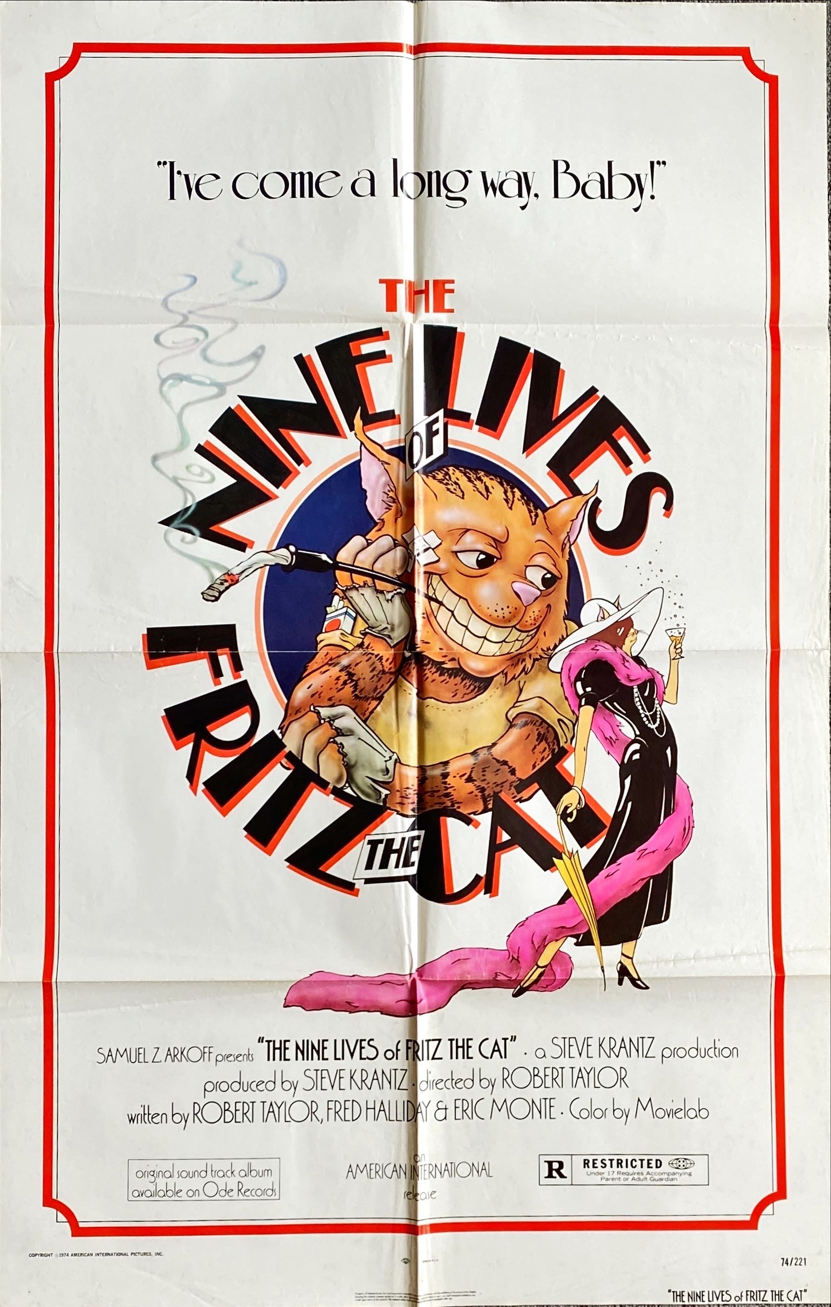 The Nine Lives of Fritz the Cat,  1 sheet movie poster 1974