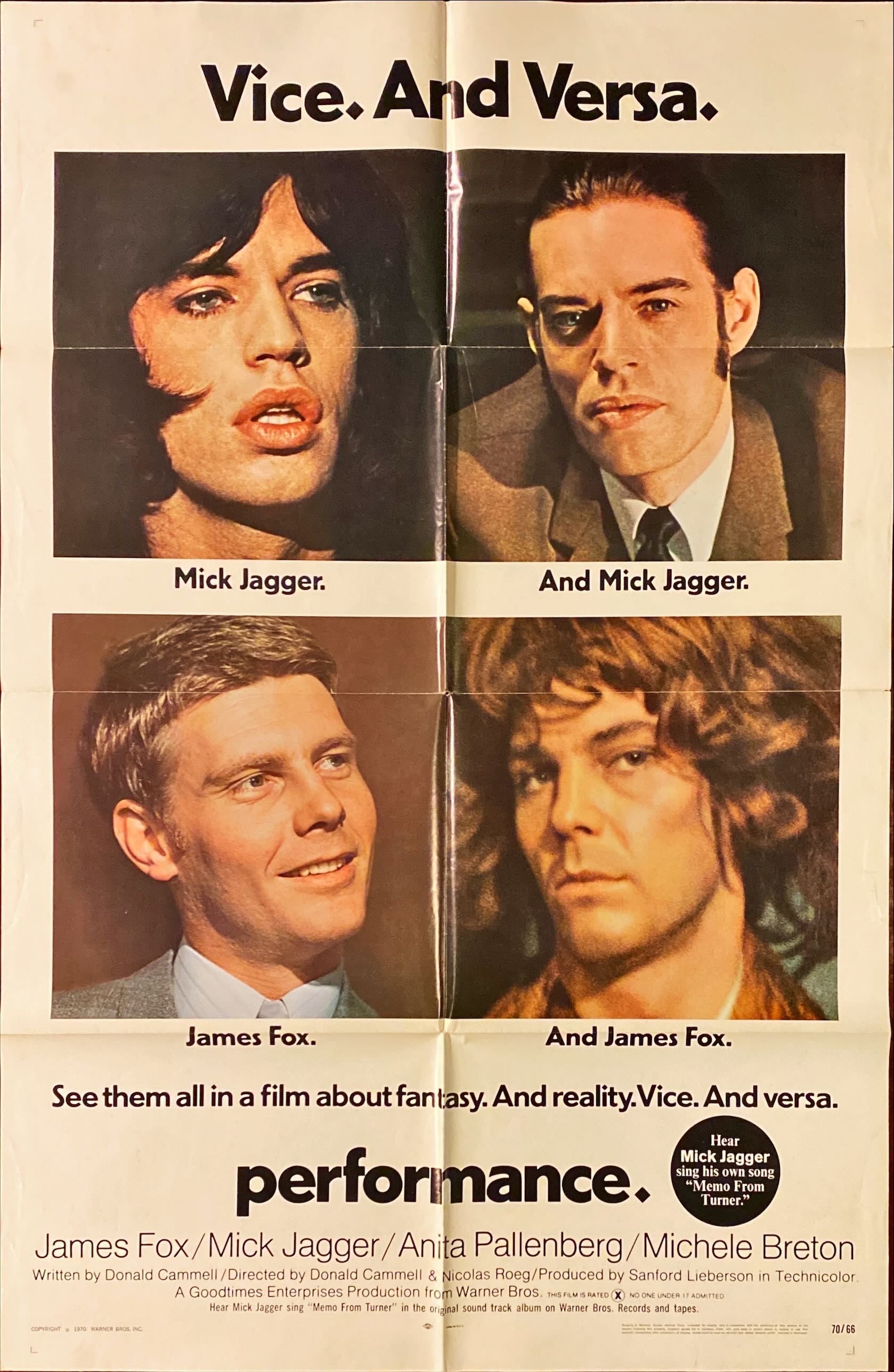 Performance (1970) One Sheet Movie Poster