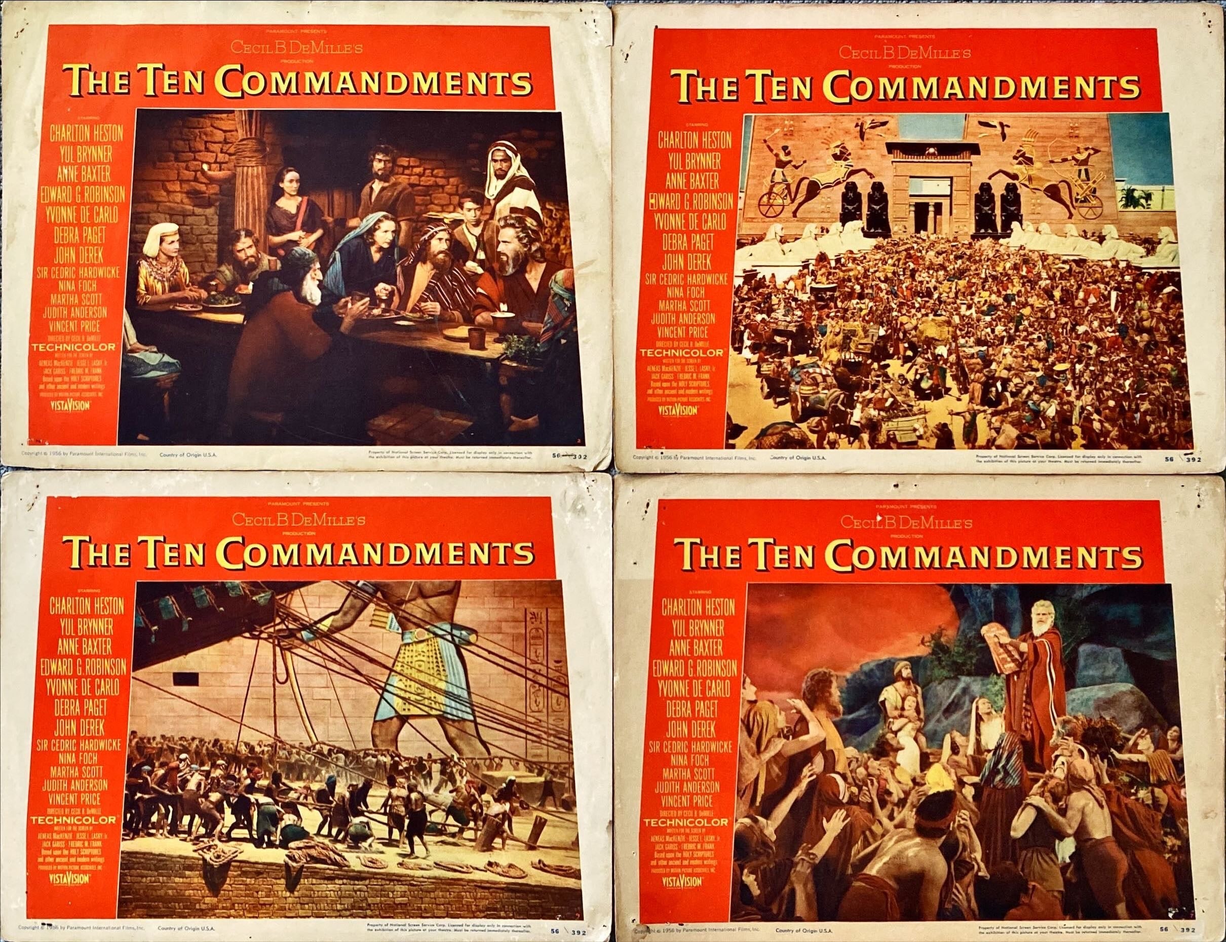 #852 TEN COMMANDMENTS 5 LCs 1956 Cecil B. DeMille classic - PosterCollectors.xyz