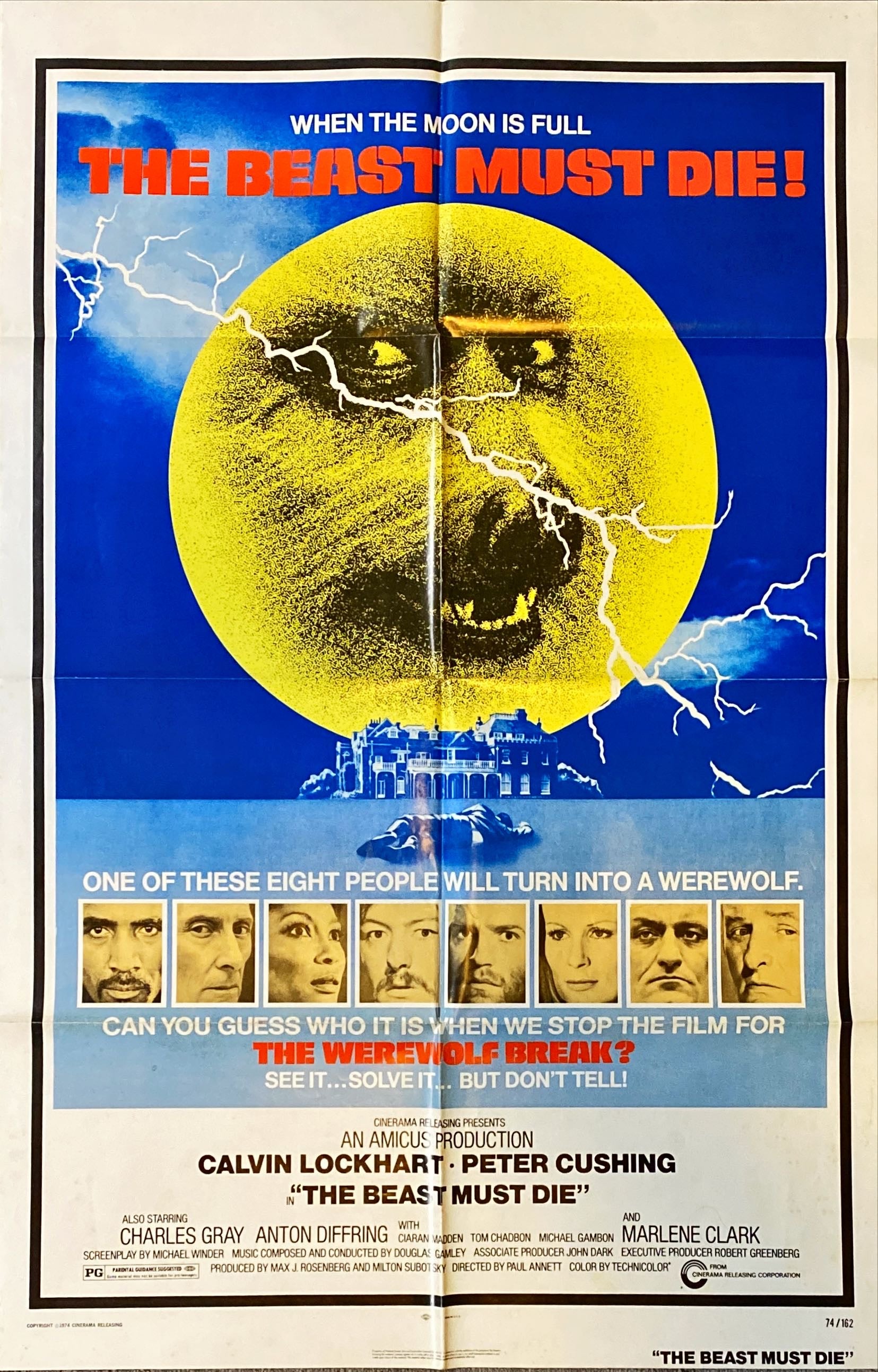 The Beast Must Die, 1sh 1974 Peter Cushing