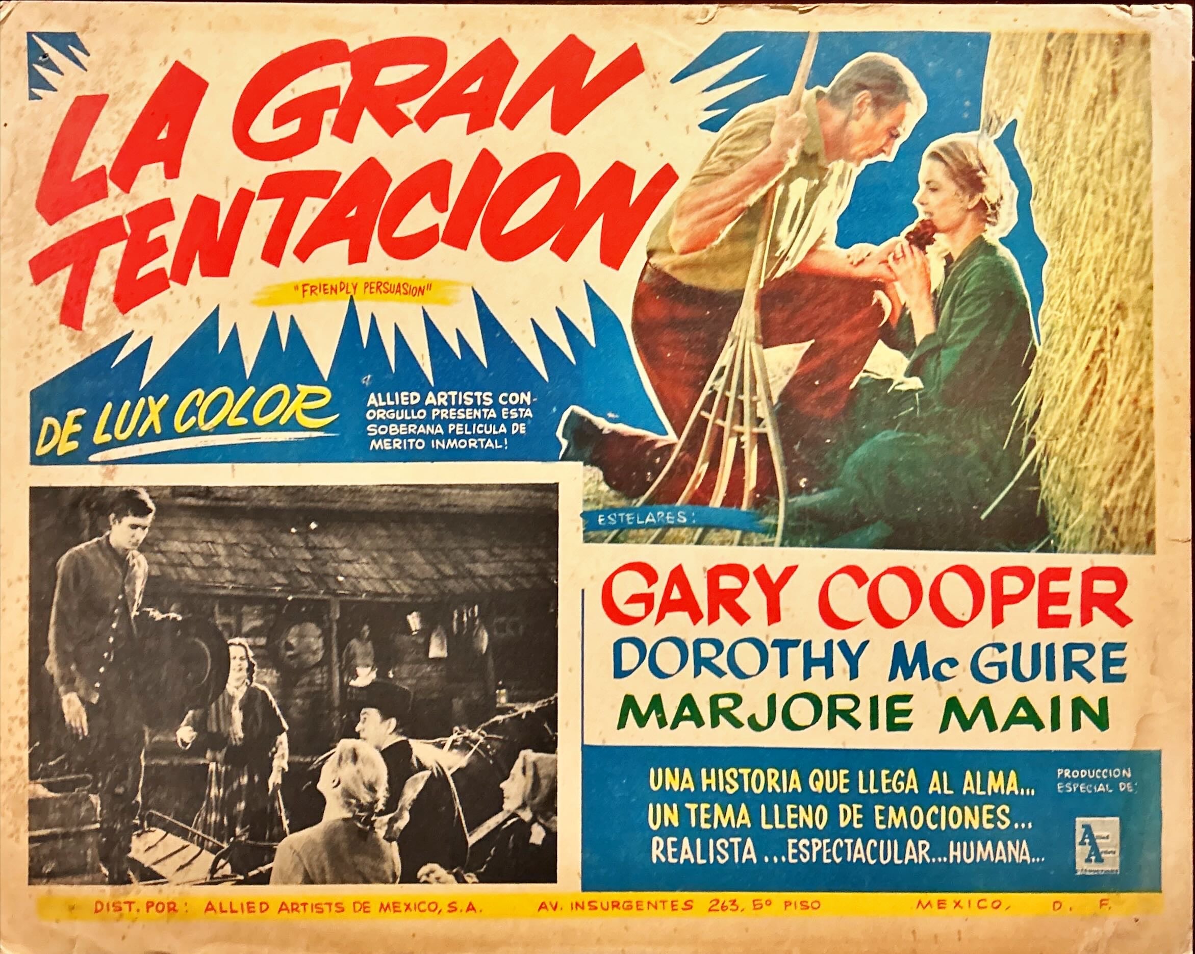 Friendly Persuasion (1956) Original Mexican Lobby Card set X5
