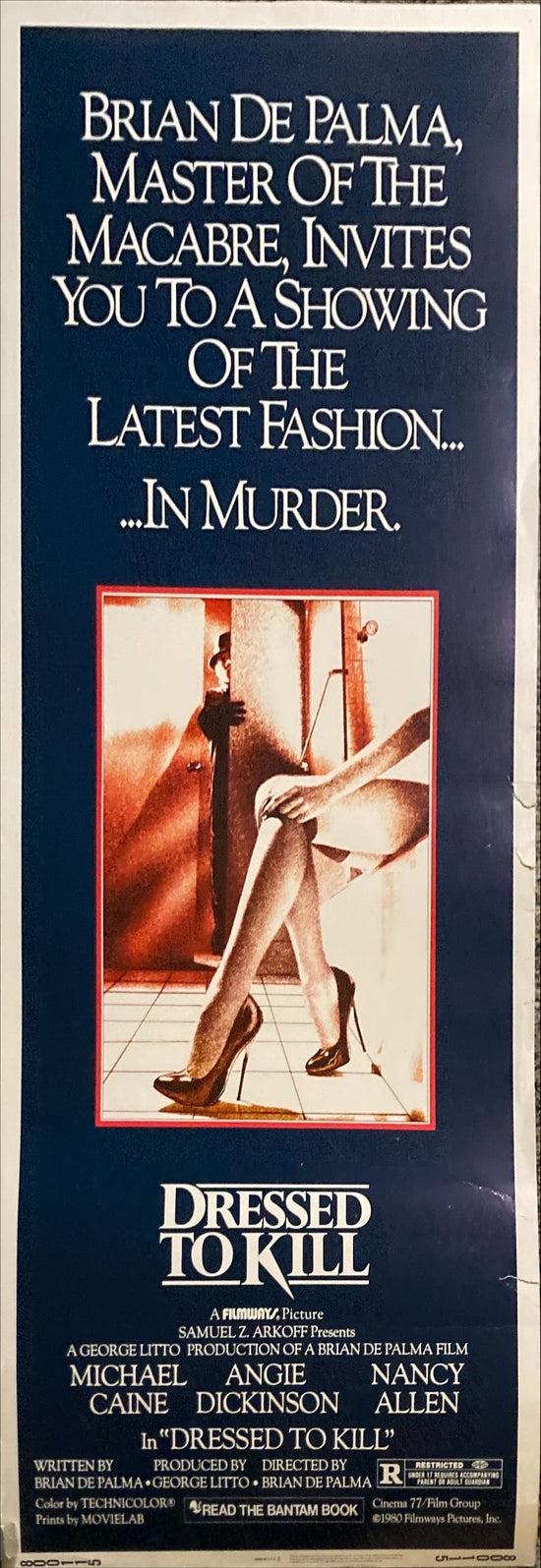 Dressed to Kill (1980) Insert Movie Poster, Brian De Palma