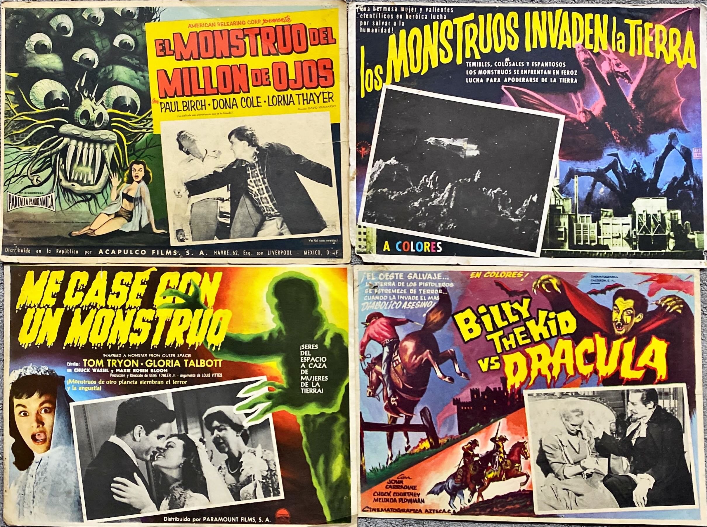 Monster/Horror Mexican 4x Lobby Cards Bundle (1950's)