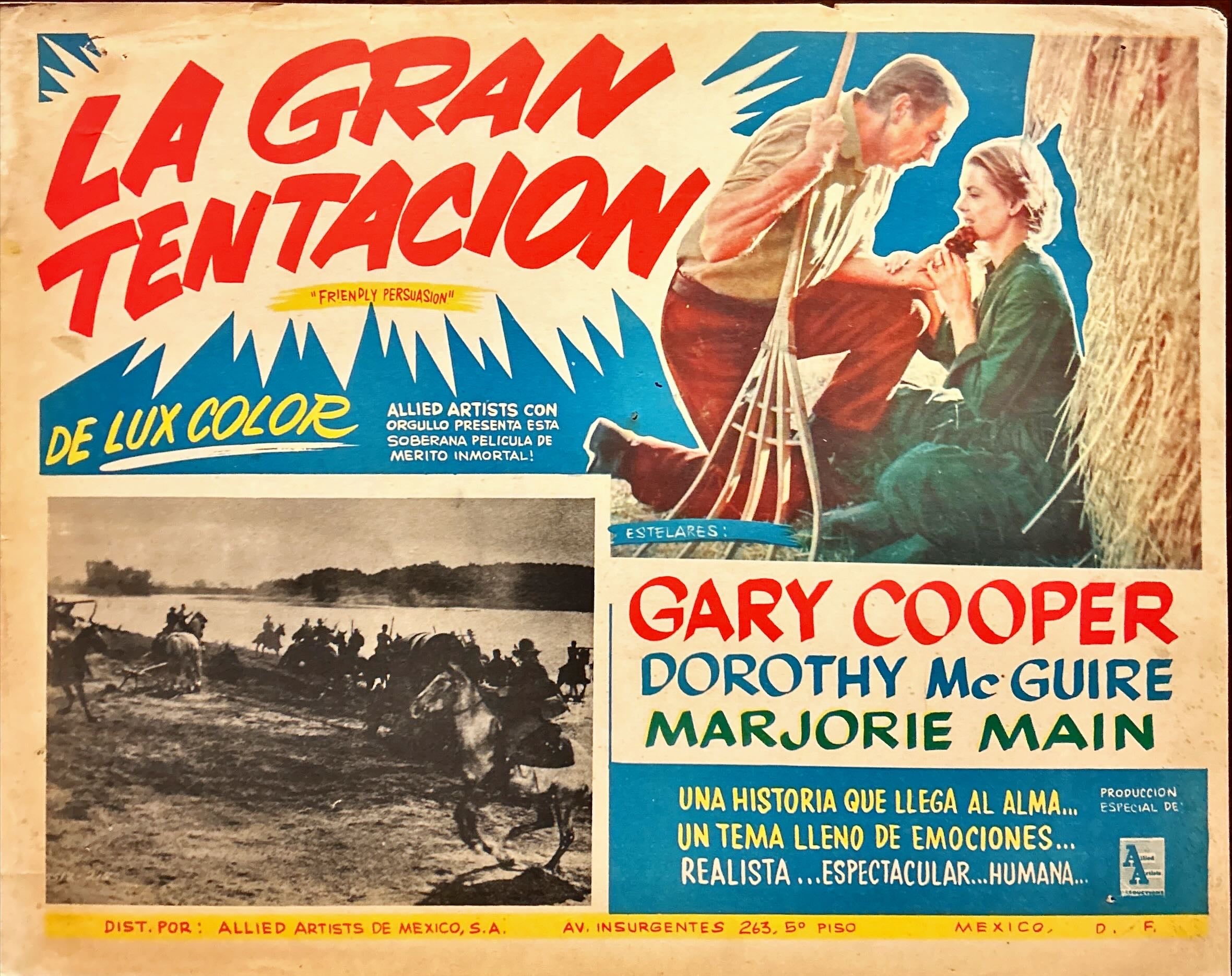 Friendly Persuasion (1956) Original Mexican Lobby Card set X5