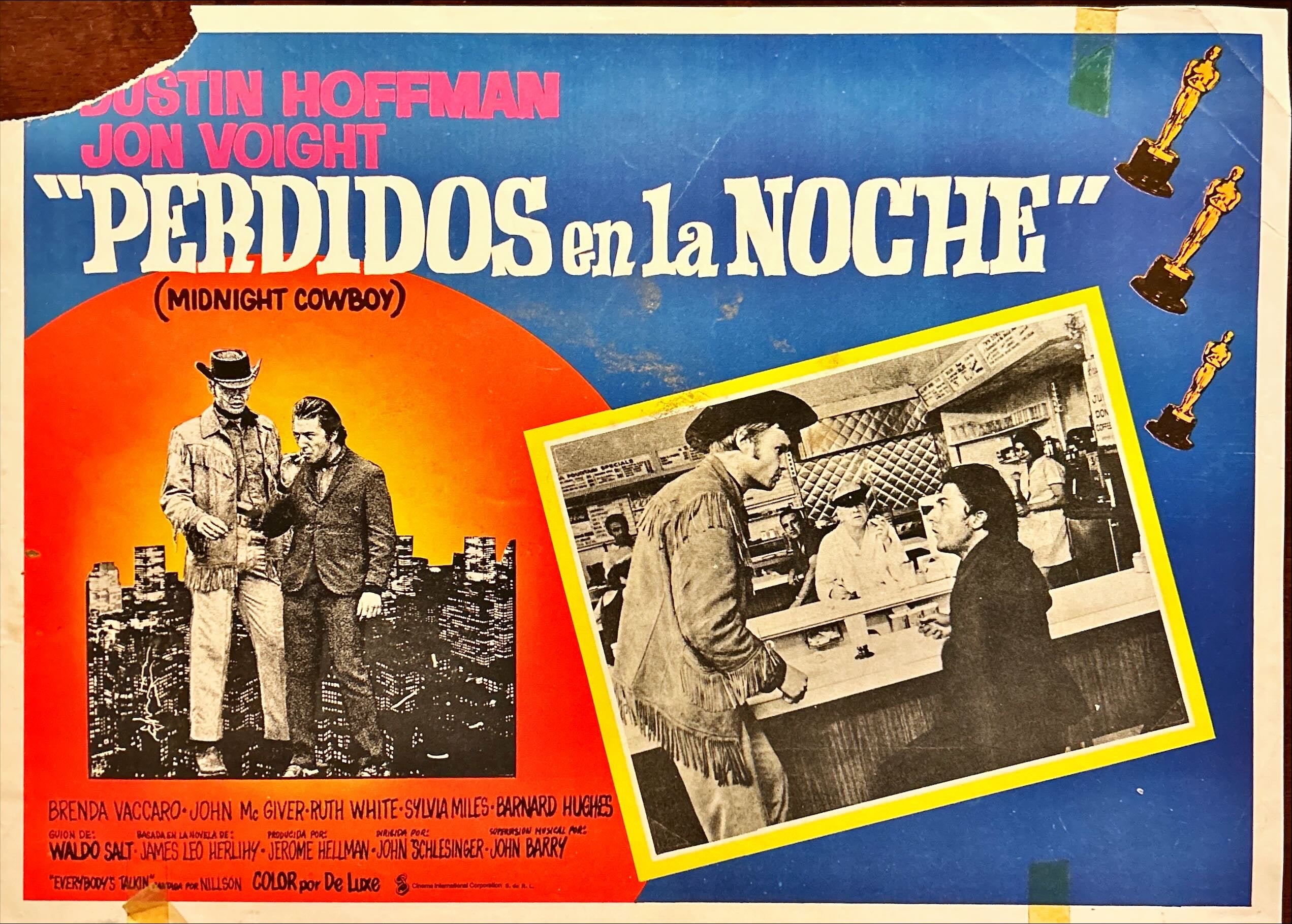 Midnight Cowboy (1970) 3 Original Mexican Lobby cards Dustin Hoffman & Jon Voight