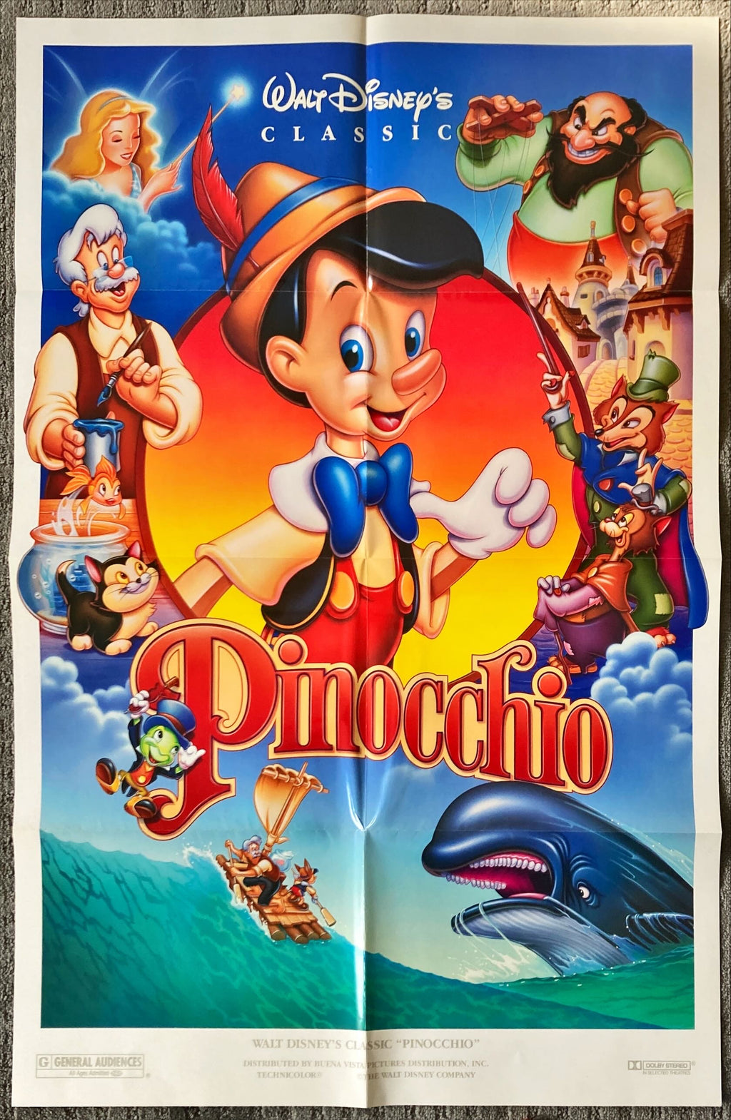 Walt Disney's Pinocchio, DS 1sh R1992 Disney + Ads