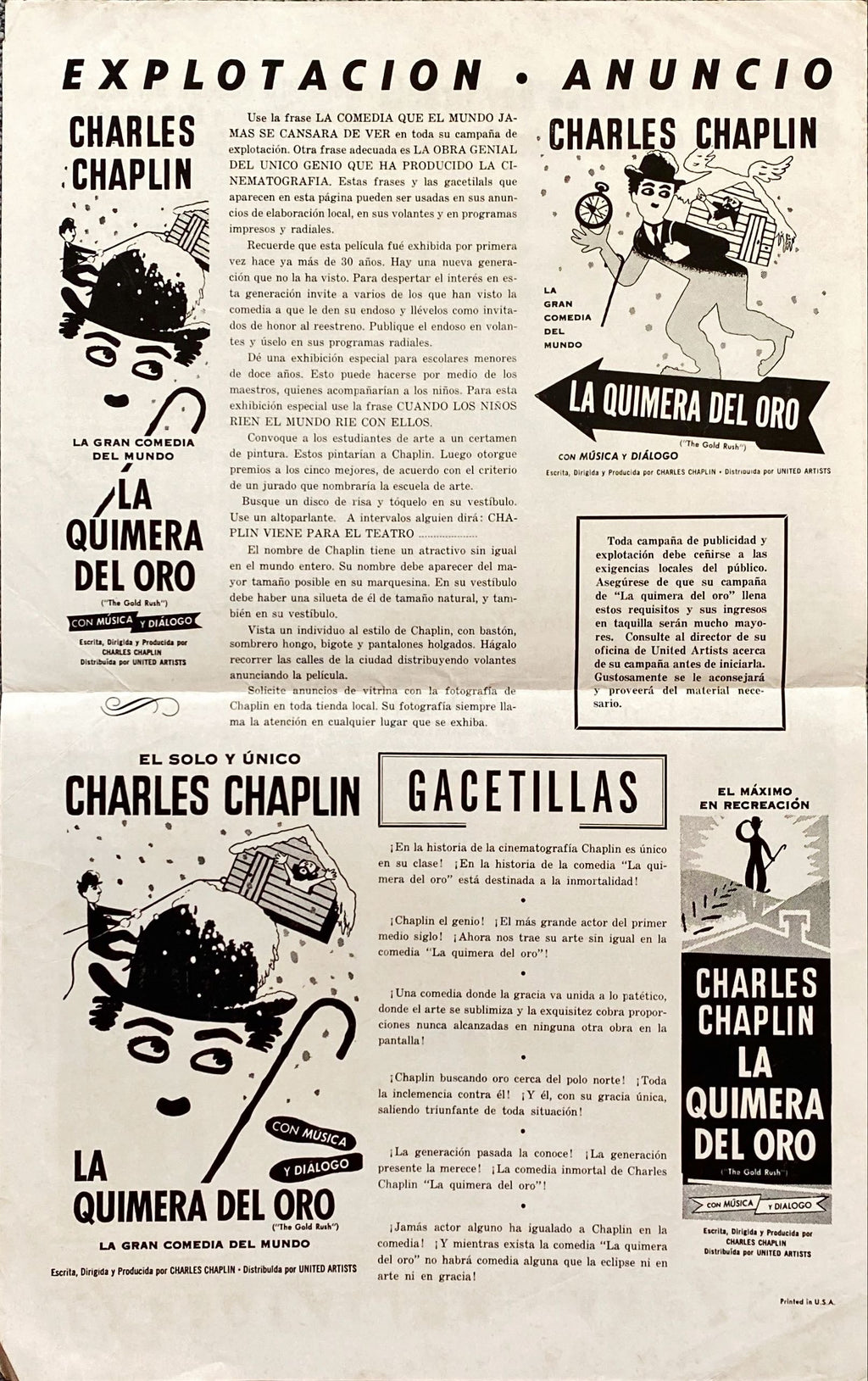 The Gold Rush () Pressbook - R59, SPAN, Chaplin