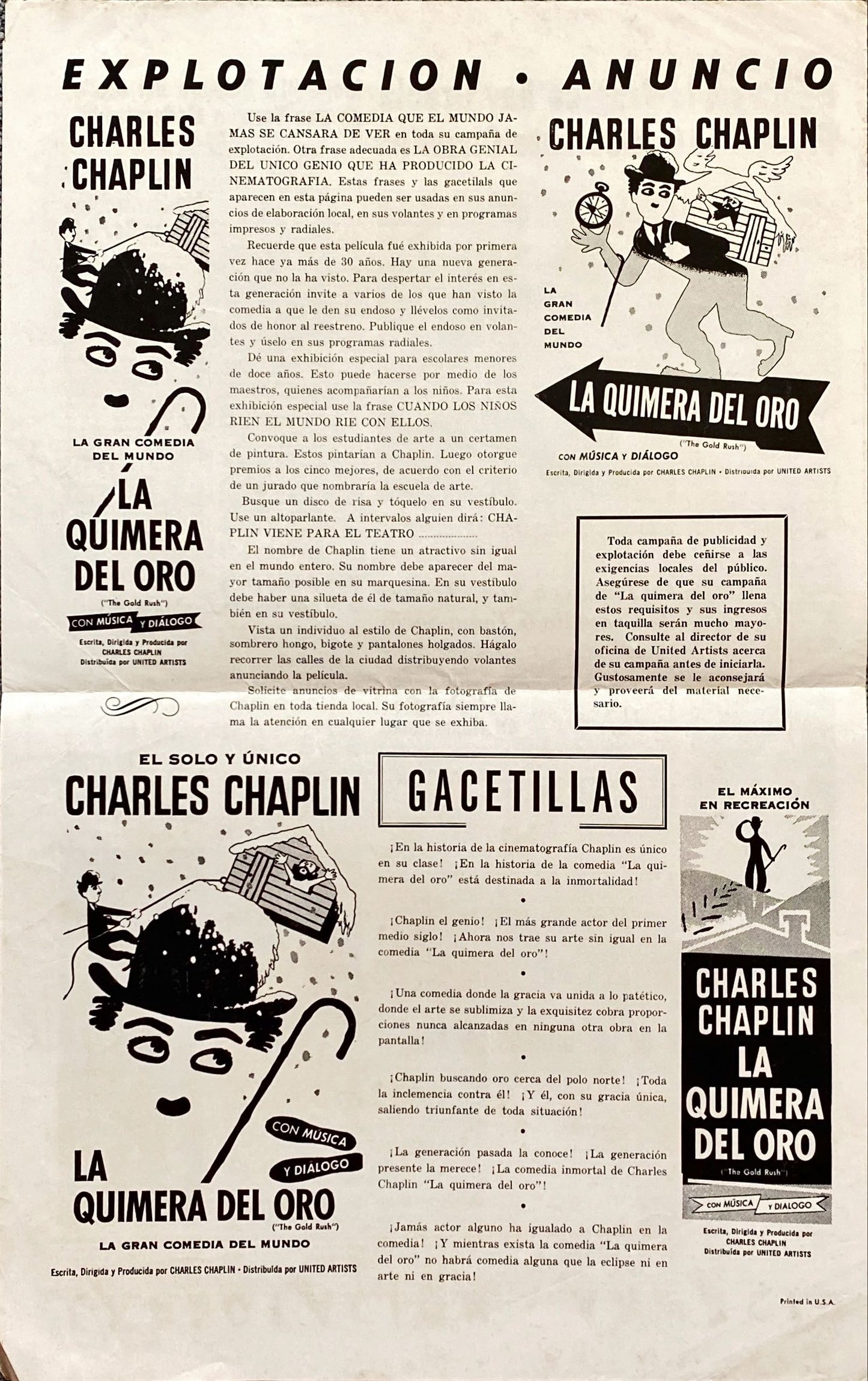 The Gold Rush () Pressbook - R59, SPAN, Chaplin