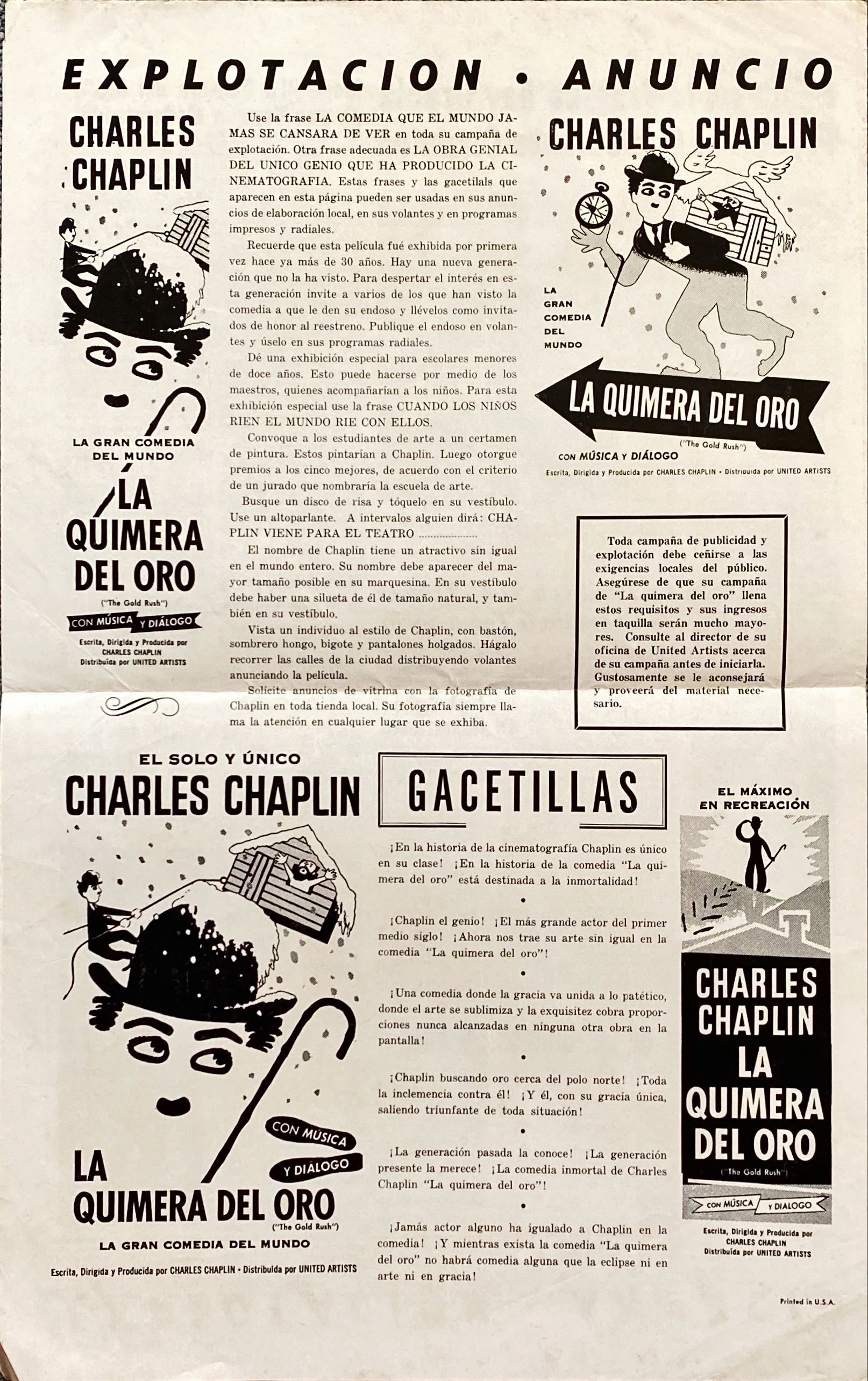 The Gold Rush () Pressbook - R59, SPAN, Chaplin