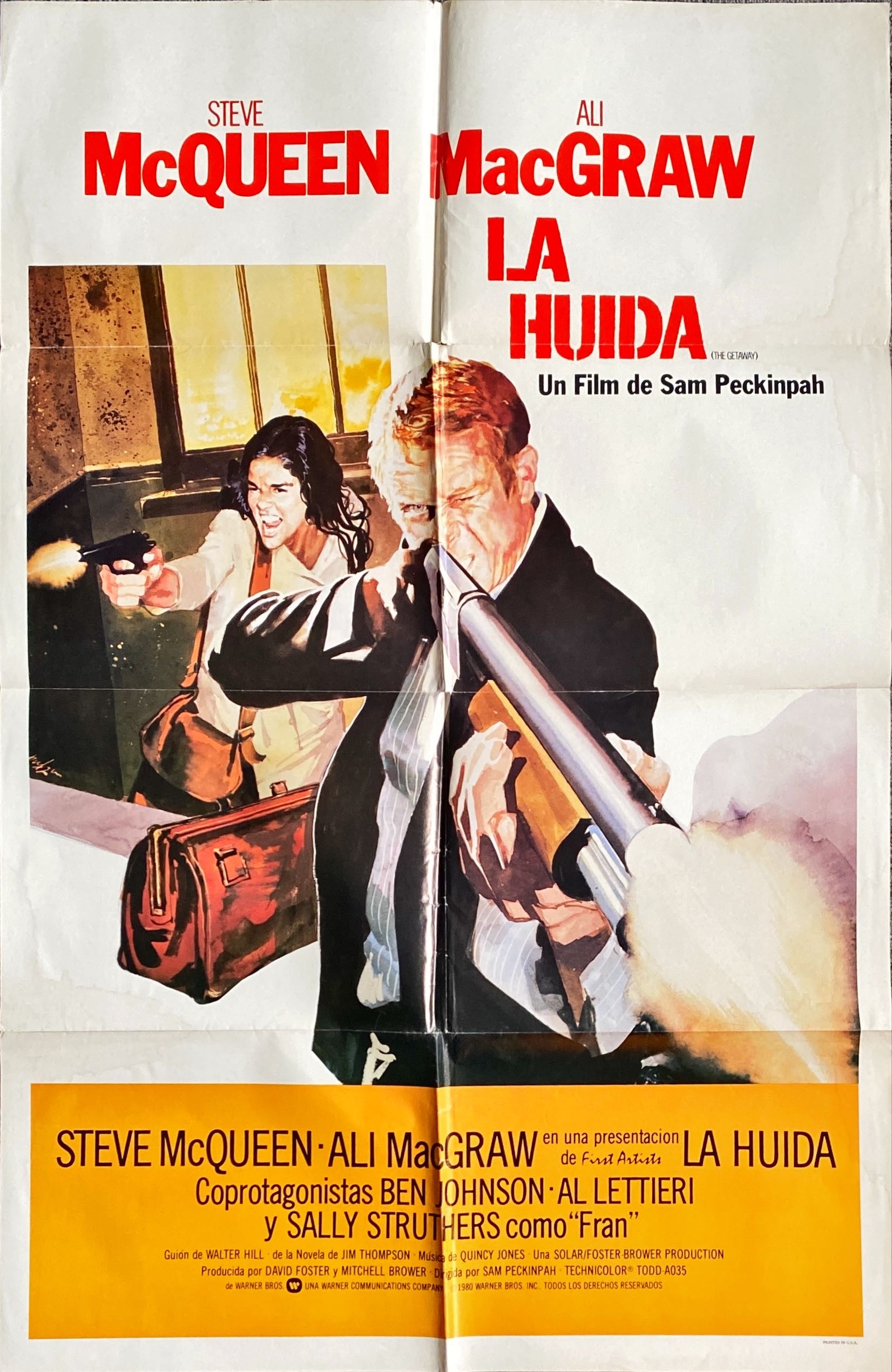 #1130 THE GETAWAY Spanish R1980 Poster - Steve McQueen