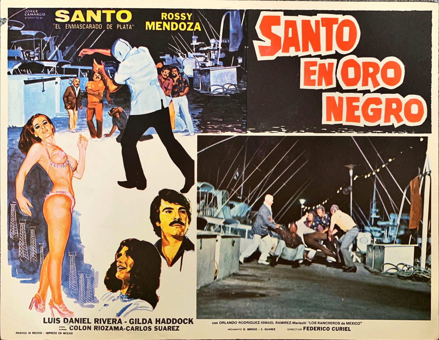 Santo en Oro Negro (1977) 3x Lobby Cards - MX