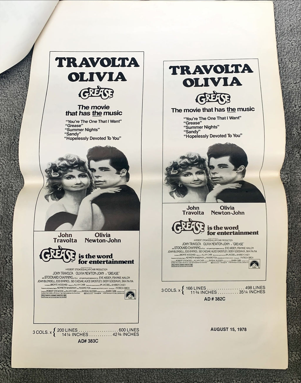 Grease,  Pressbook