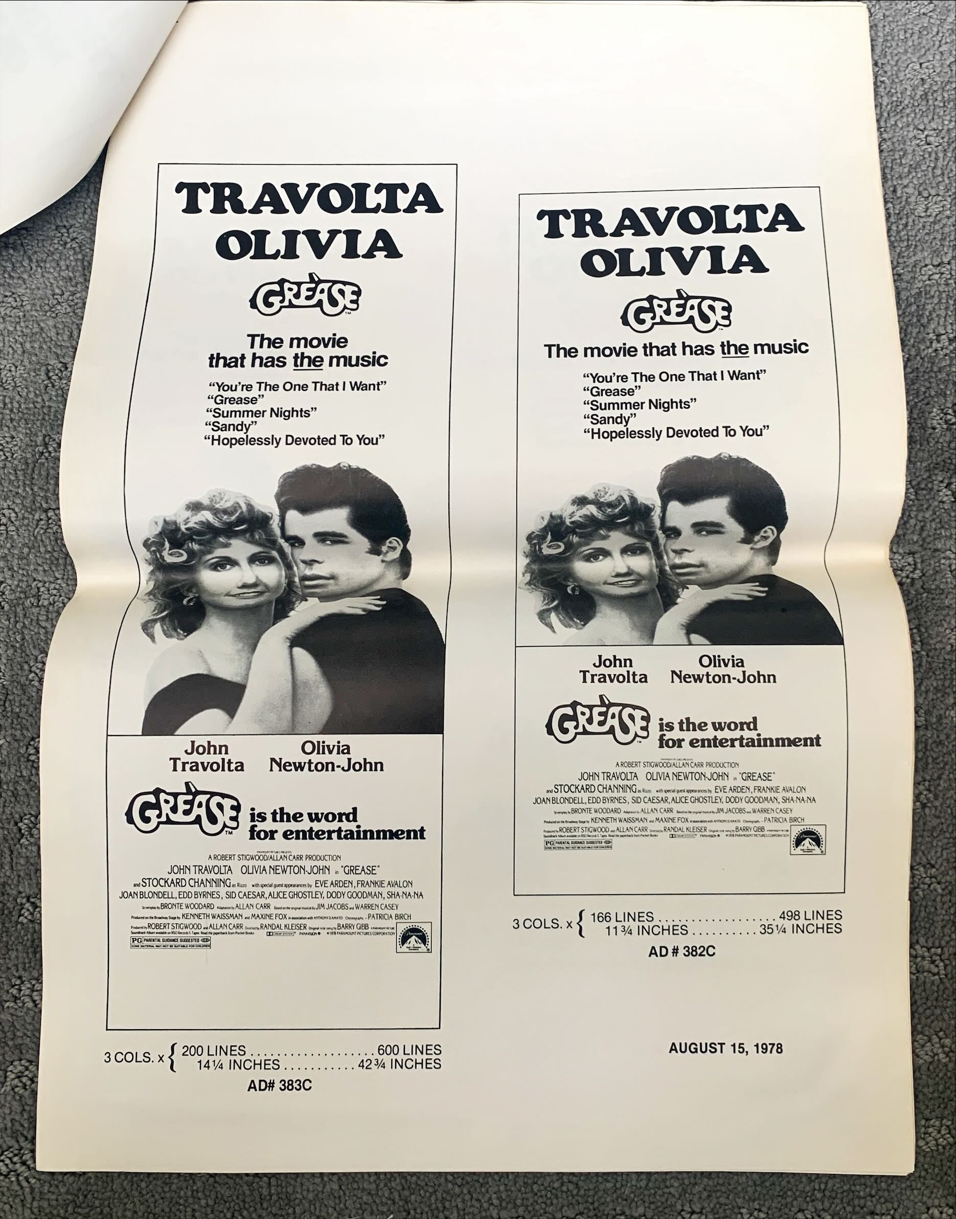 Grease,  Pressbook