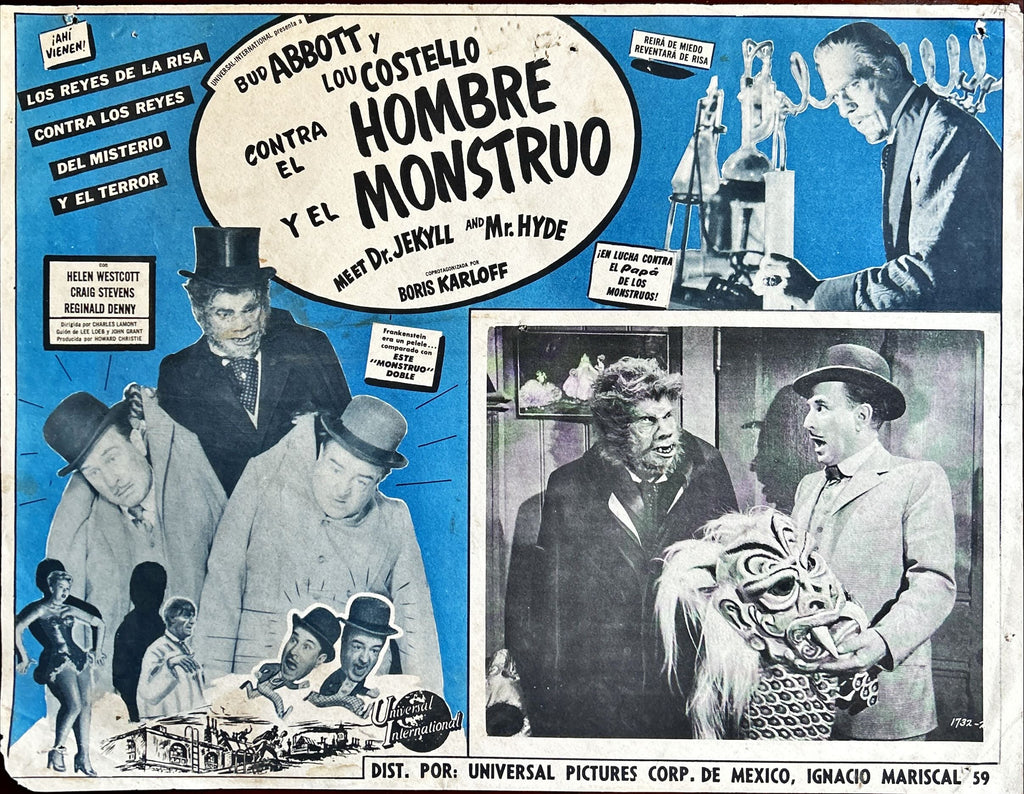 Abbott and Costello Meet the Mummy/Dr. Jekyl and Mr Hyde (1955) - 2 Vintage Mexican Lobby Cards